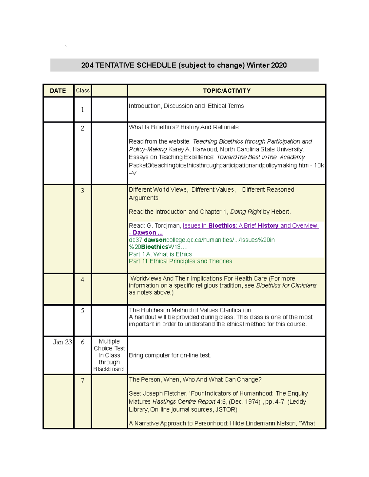 204+ Tentative+ Schedule Winter 2020 - ` 204 TENTATIVE SCHEDULE ...