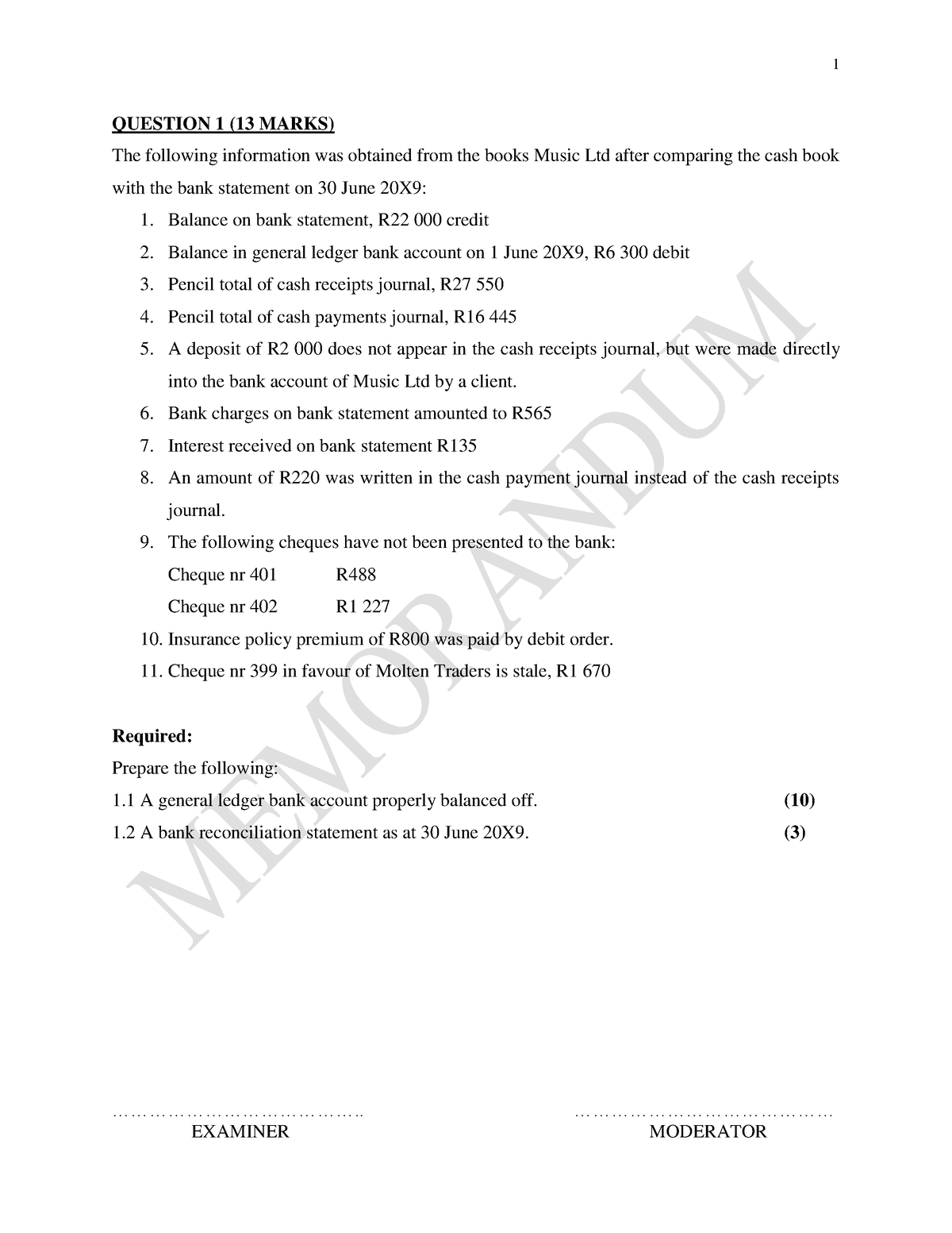 BANK Reconciliation Additional Question 2 - 1