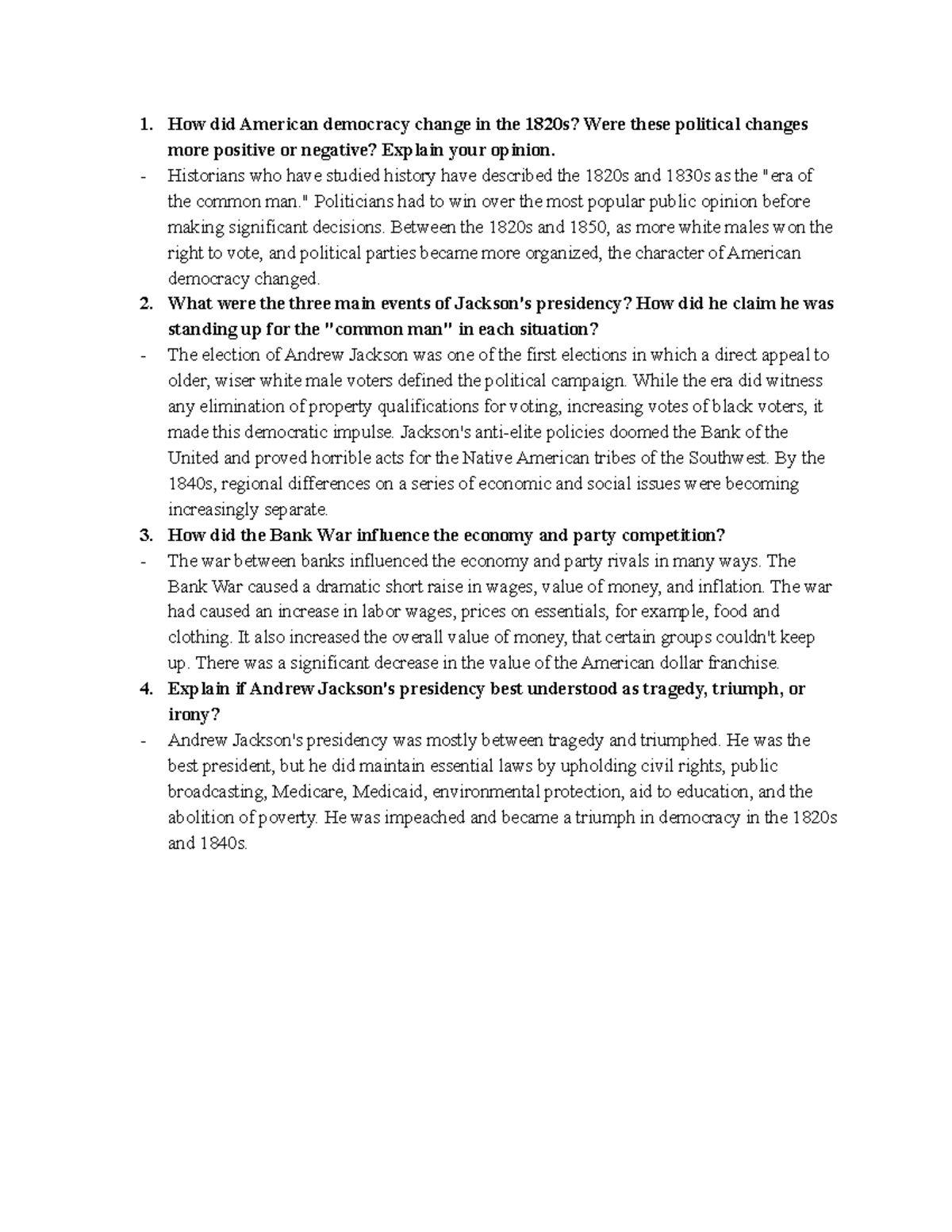 History 1 Participation 2 grade 1. How did American democracy change