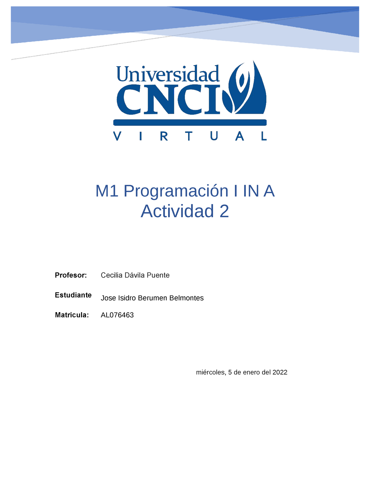 Actividad 2 - Bien - M1 Programación I IN A Actividad 2 Profesor ...