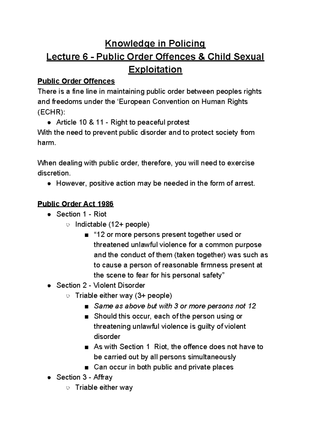 CKP - Lecture 6 - Public Order Offences & CSE - 08 11 18 - Knowledge in ...