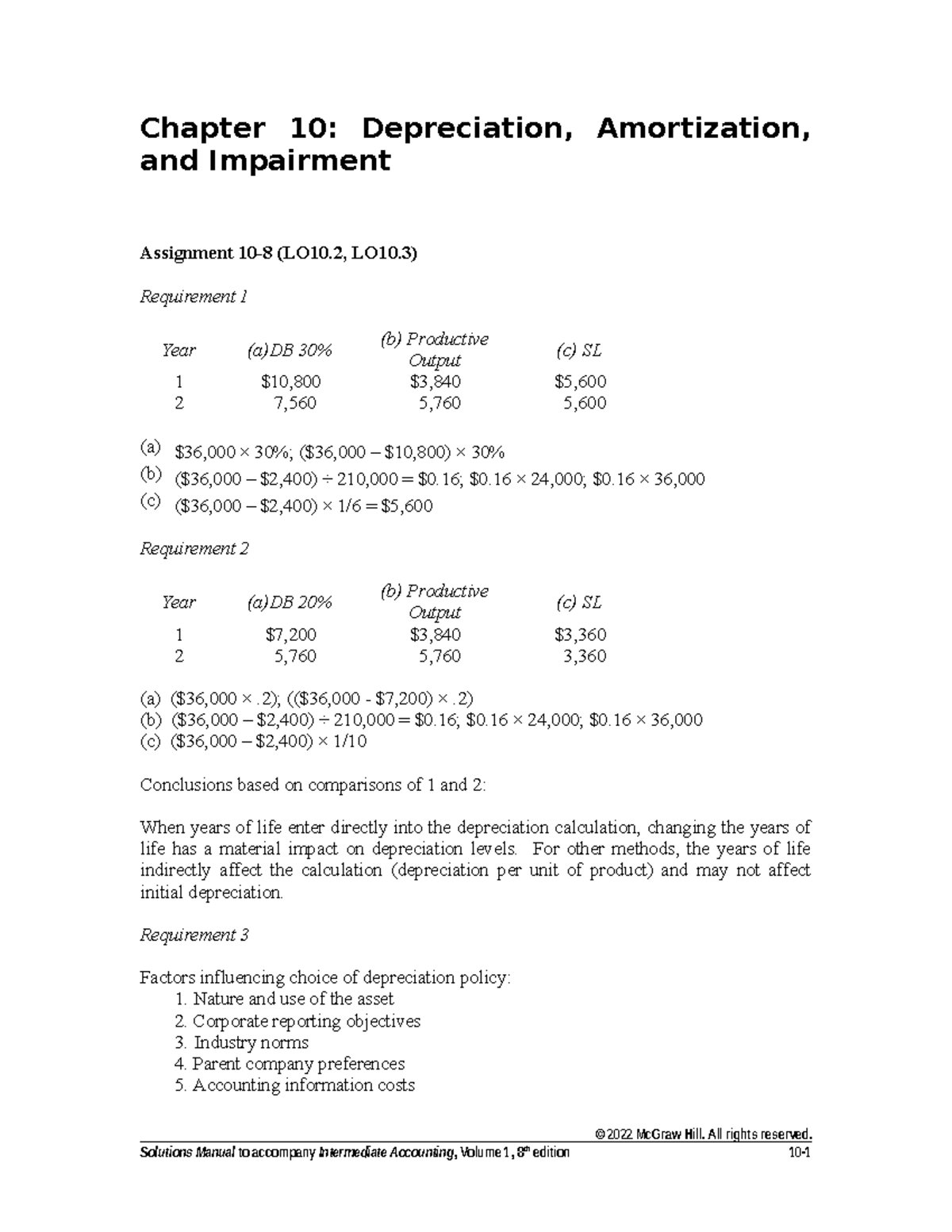 Ch. 10 Selected Text Solutions - Chapter 10: Depreciation, Amortization ...