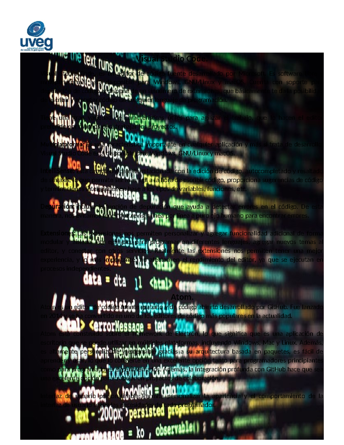 R2 U1 editores de código - Visual Studio Code. Visual Studio Code, es ...