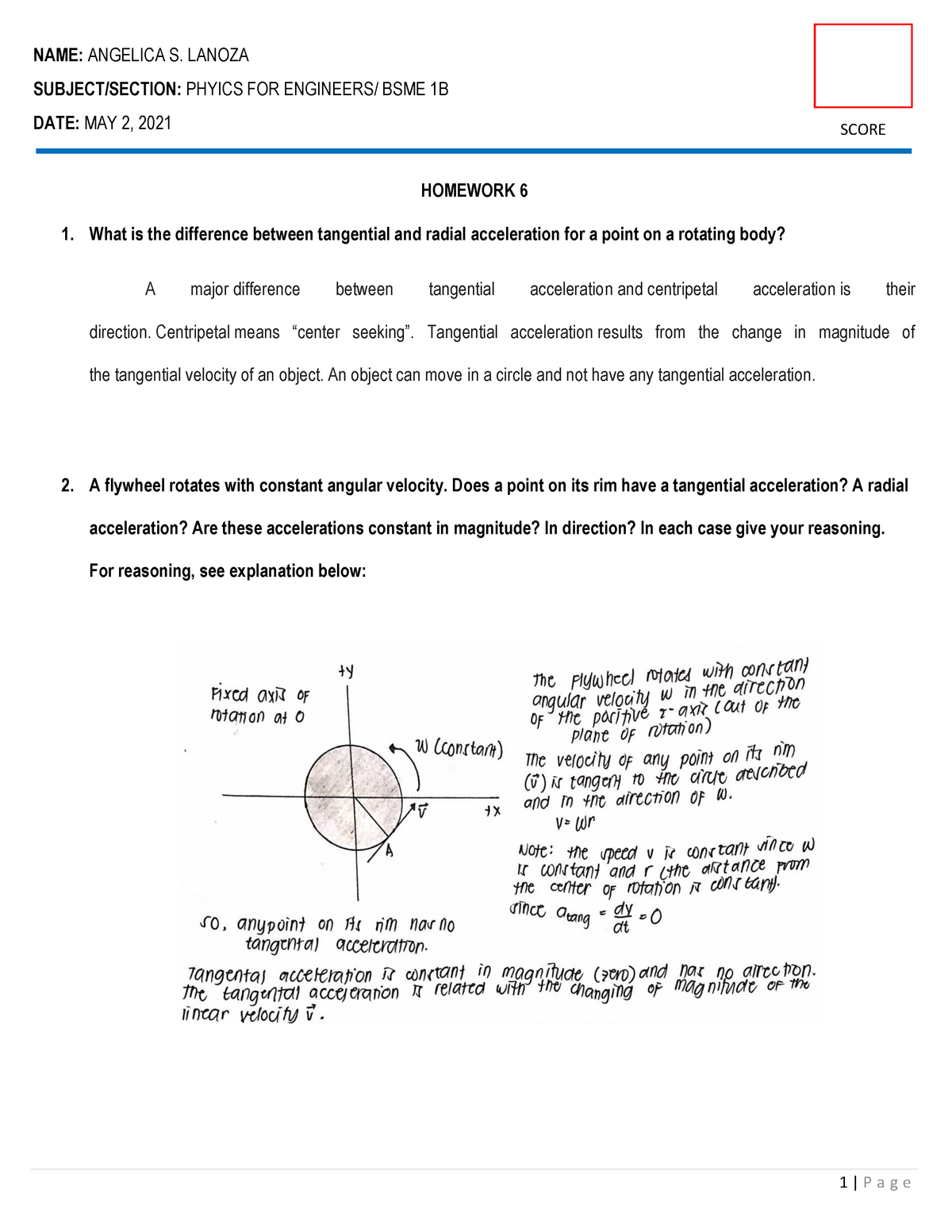 Homework 6 In Physics - College Physics 1 - PangSU - Studocu