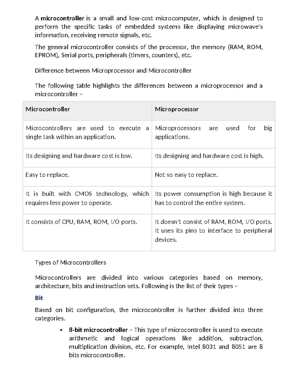MPMC U 4 - Material - A microcontroller is a small and low-cost ...