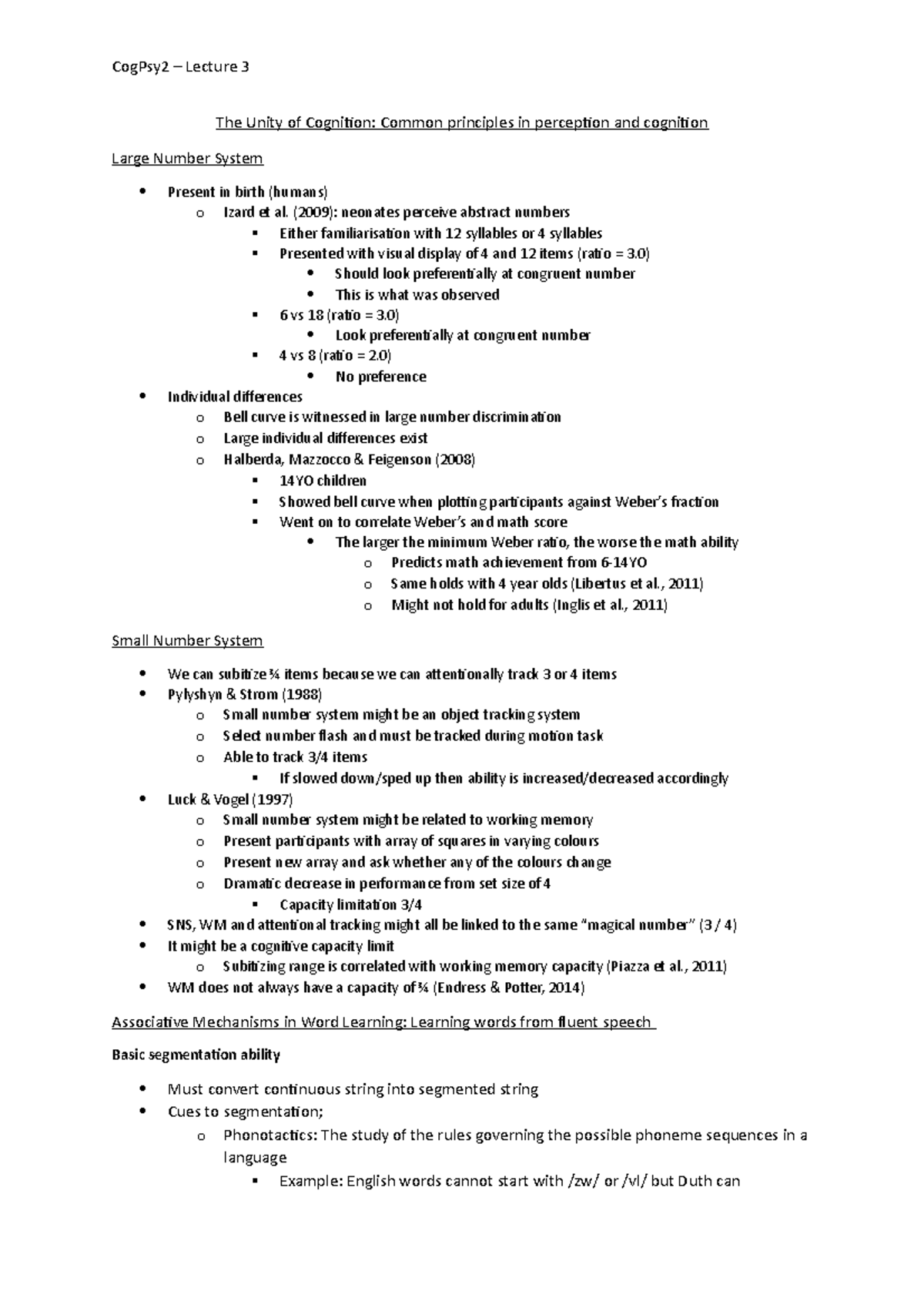 The Unity of Cognition - (2009): neonates perceive abstract numbers ...