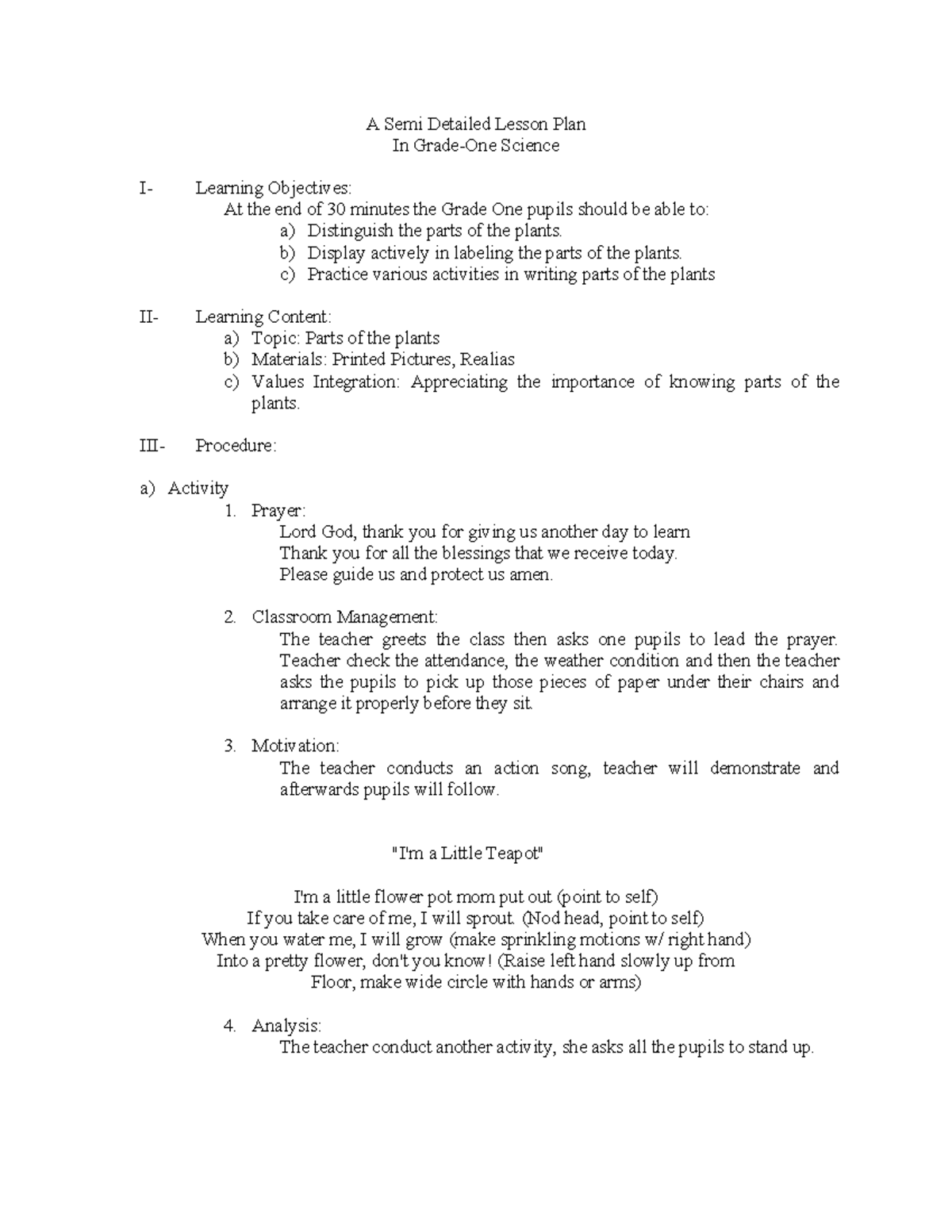 A Semi Detailed Lesson Plan In Grade One - A Semi Detailed Lesson Plan ...