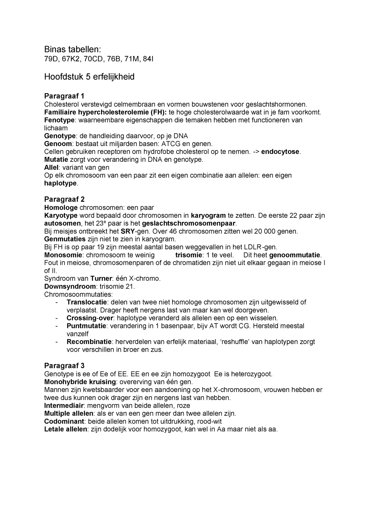 Samenvatting Biologie Nectar Hoofdstuk 5 En Hoofdstuk 7 A4a - Binas ...