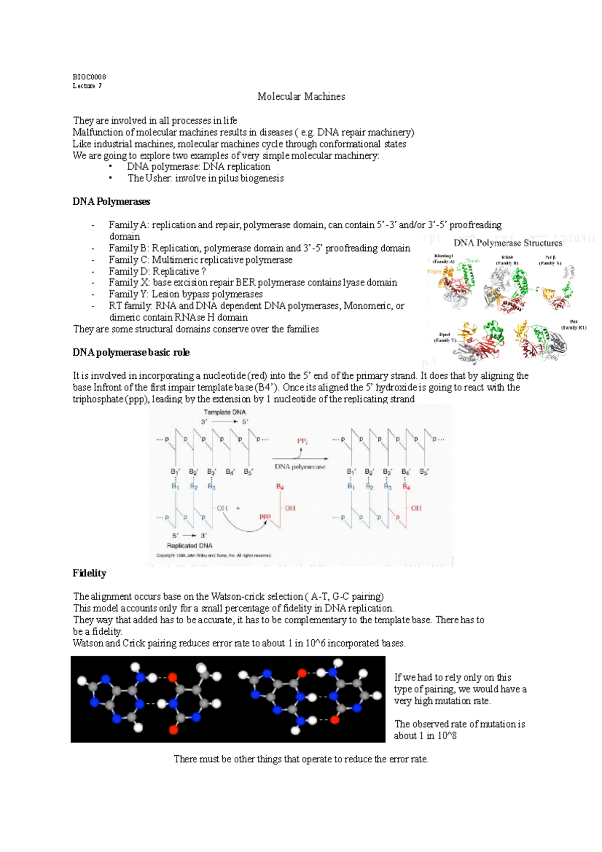 Lecture 7 - BIOC Lecture 7 Molecular Machines They are involved in all ...