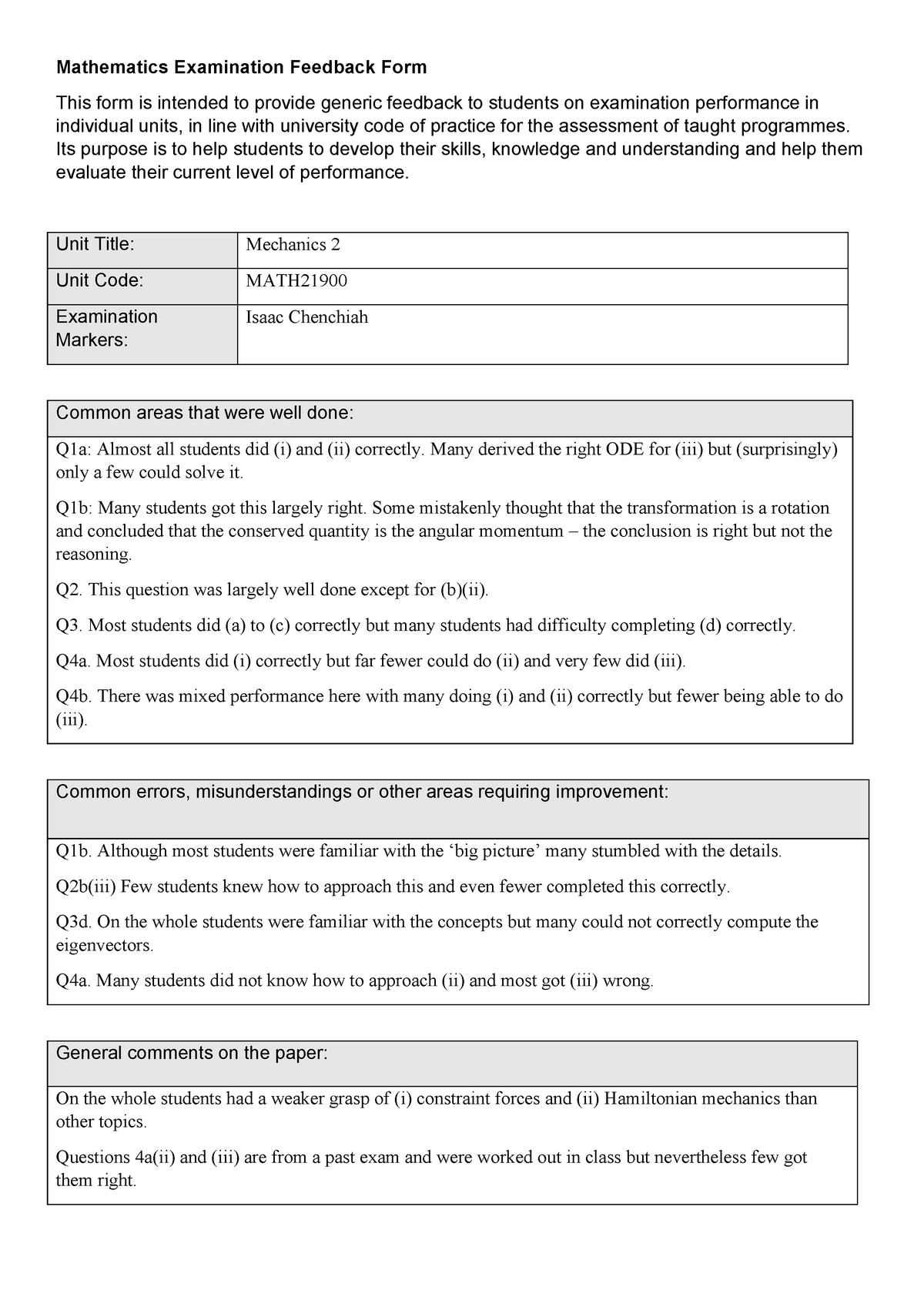 mechanics-2-exam-feedback-2018-mathematics-examination-feedback-form