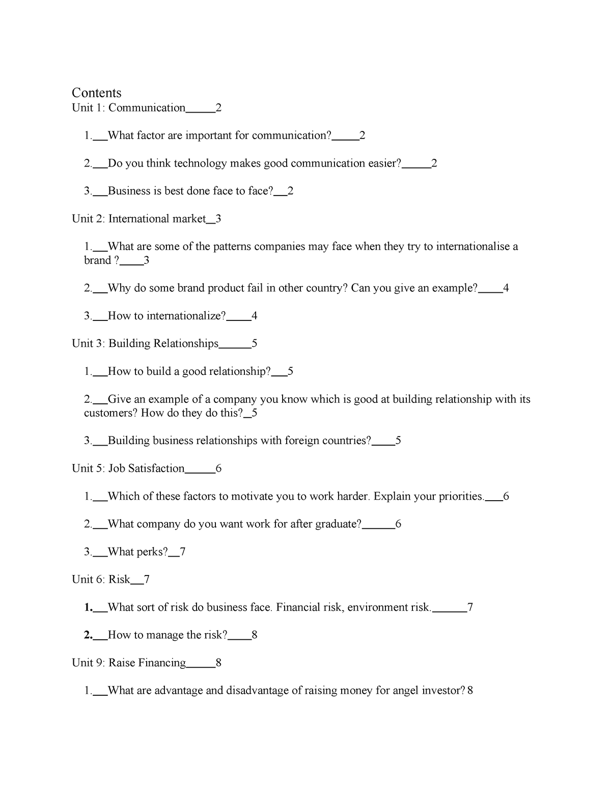 Speaking ENM401 - Contents Unit 1: Communication What factor are ...