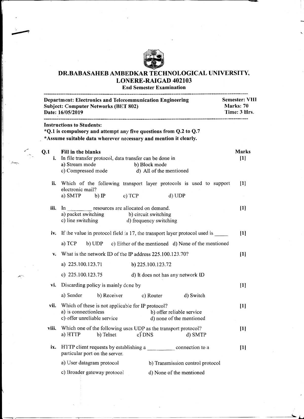 CNm19 - Previous Year Question papers - Computer Engineering - Studocu