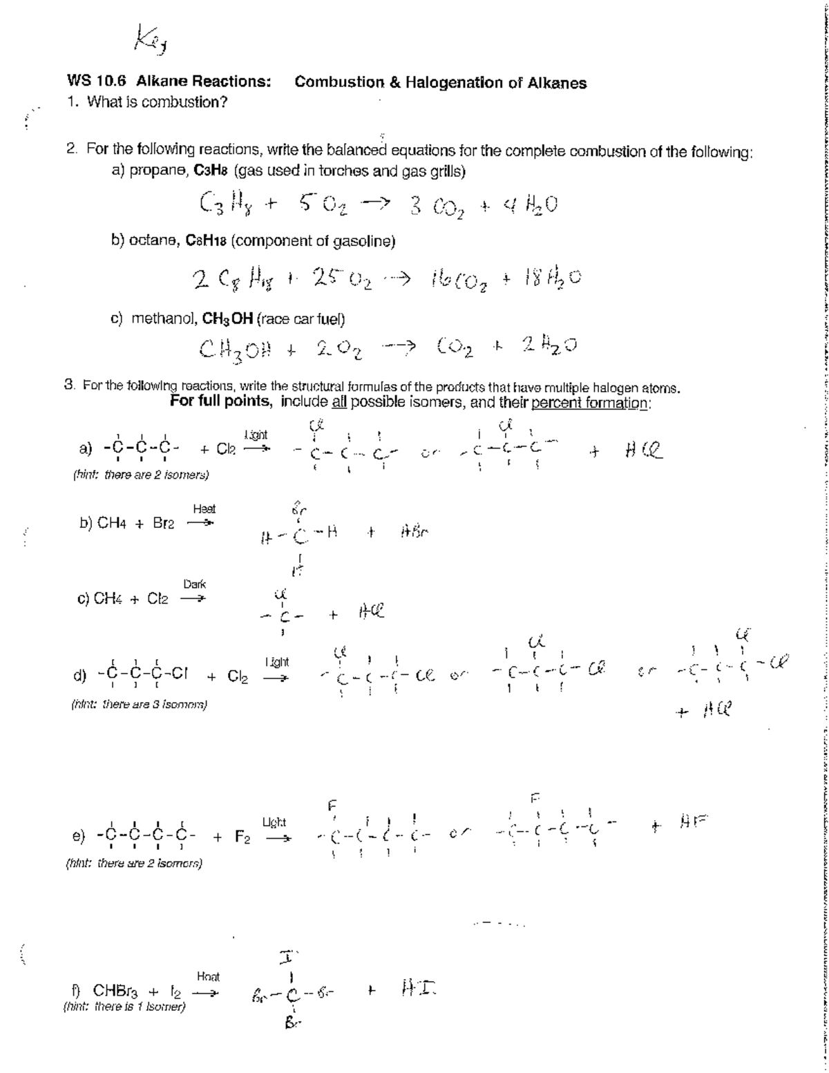 10 - Chemistry worksheets Alkanes to Aromatic - chemistry - Studocu