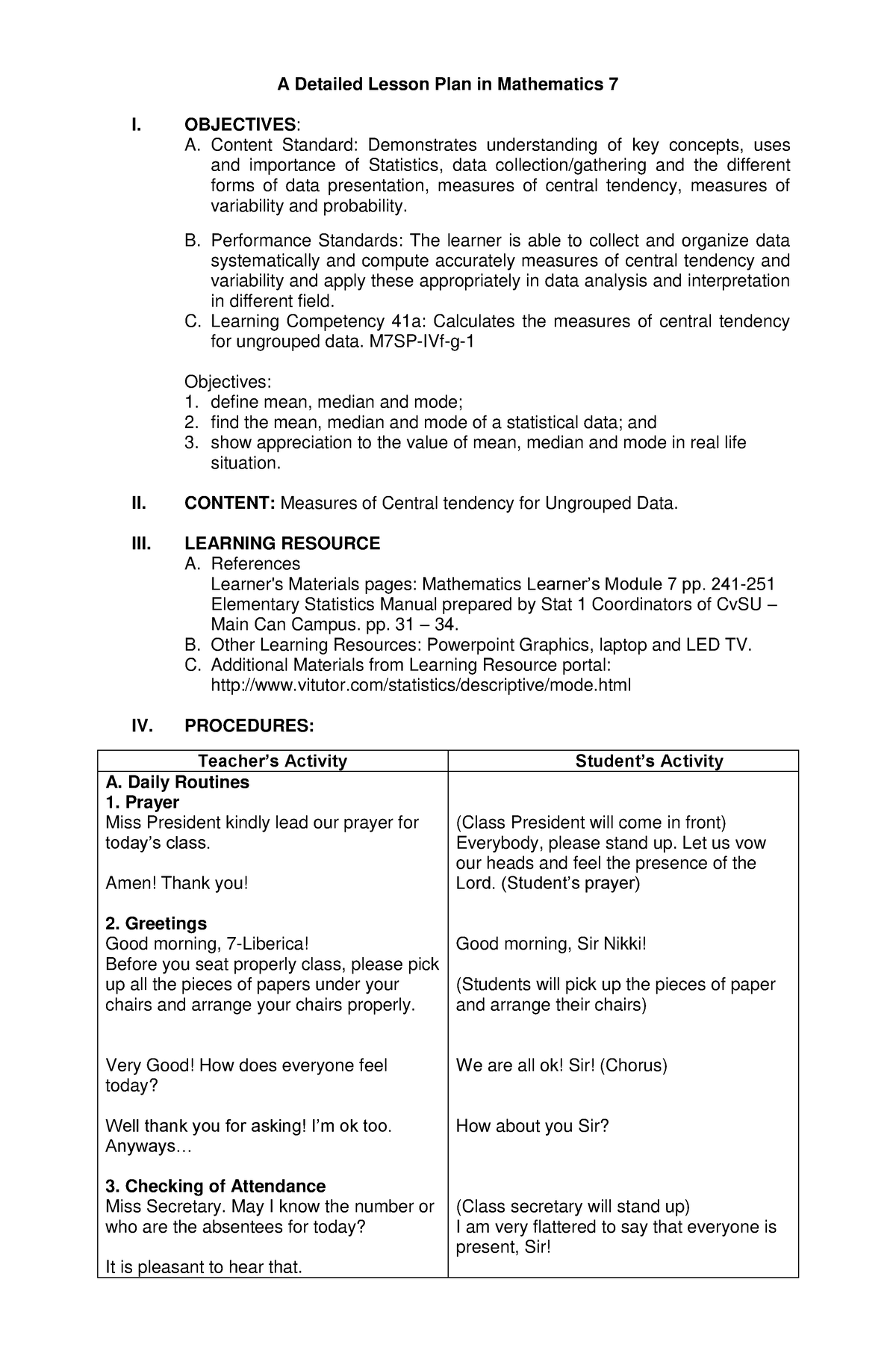 Lesson-plan-measures-of-central-tendency compress - A Detailed Lesson ...