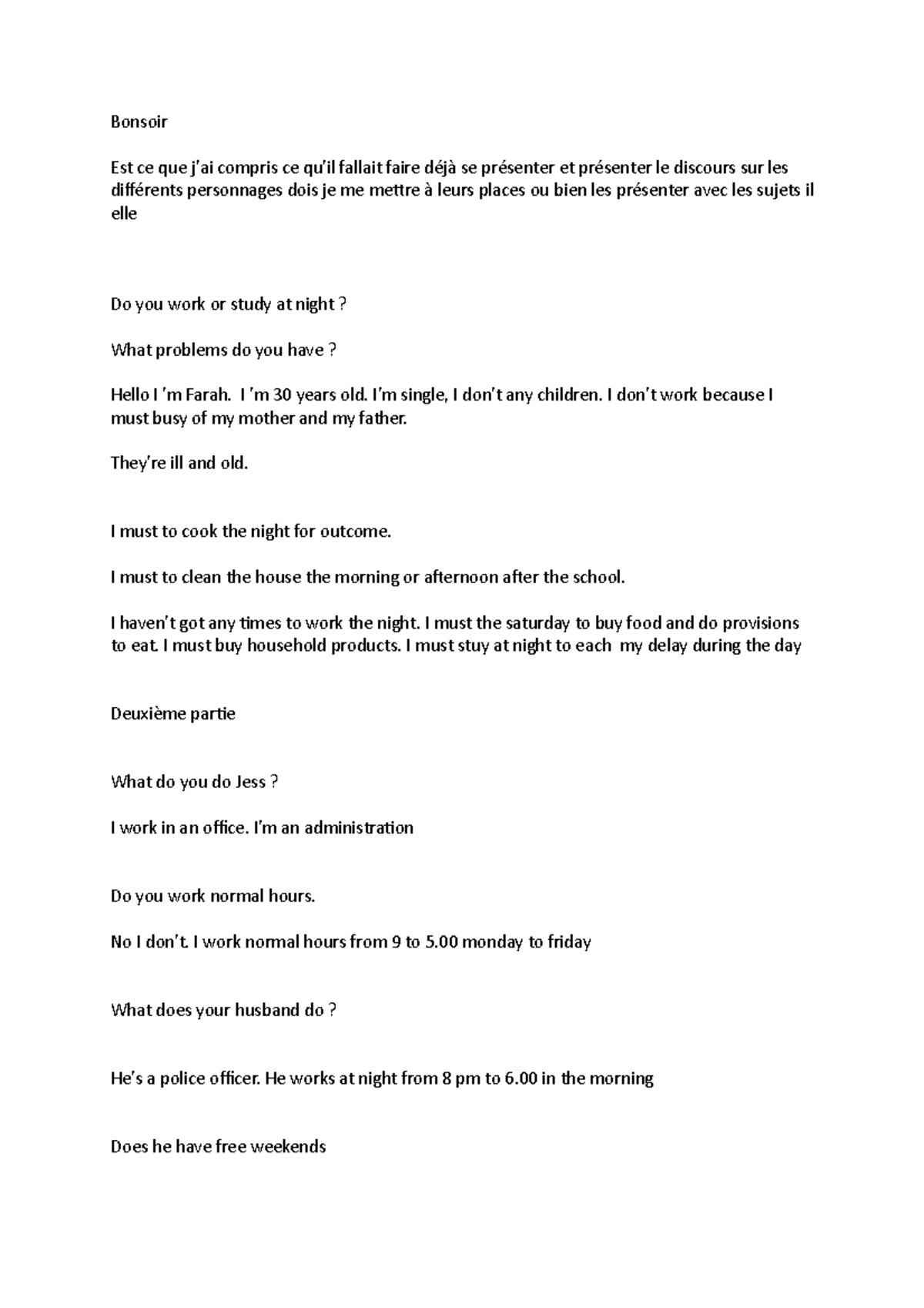 Synthese p 24 anglais english Bonsoir Est ce que j'ai compris ce qu