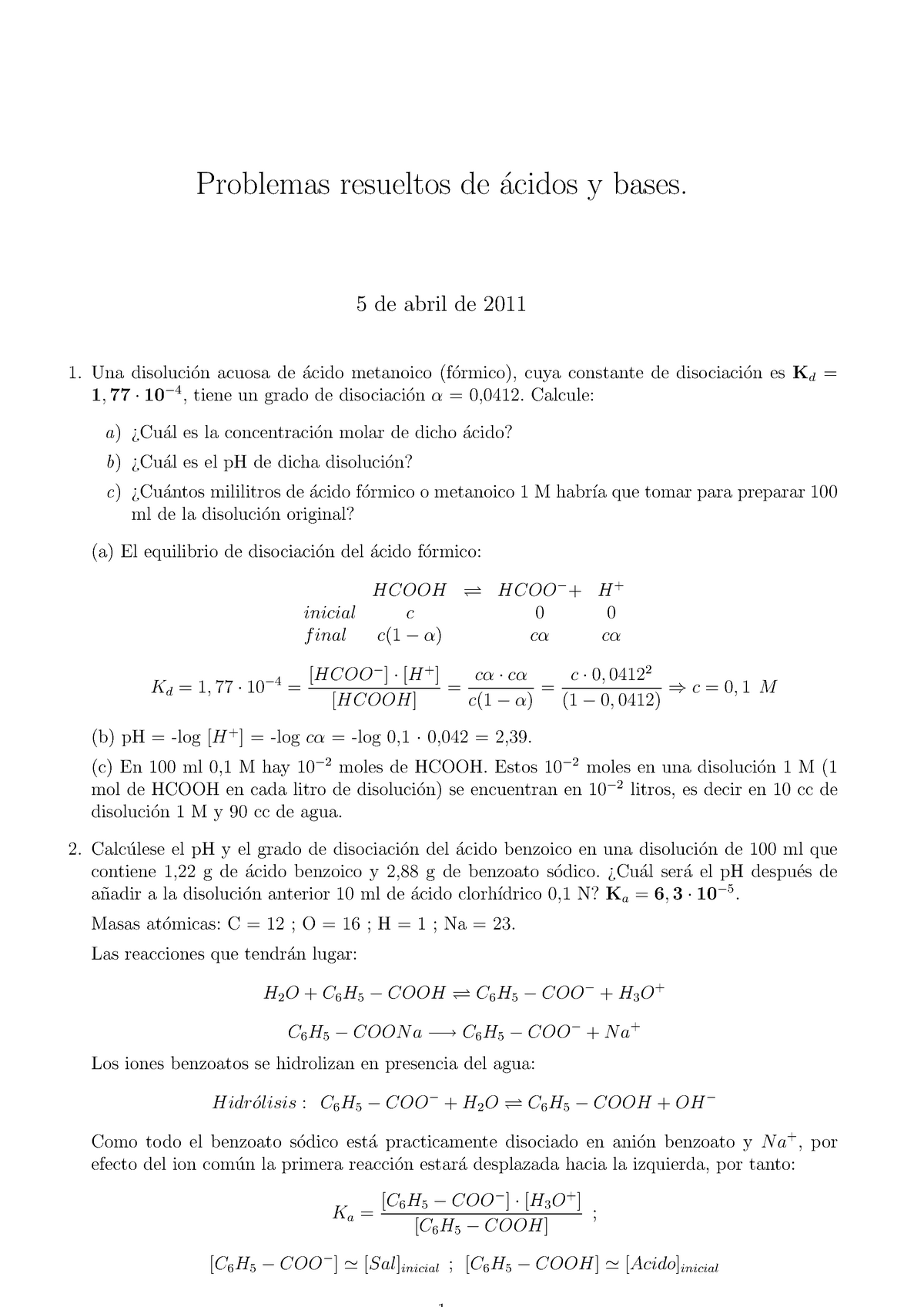 000030 Ejercicios Resueltos DE Quimica Acidos Bases - Problemas ...