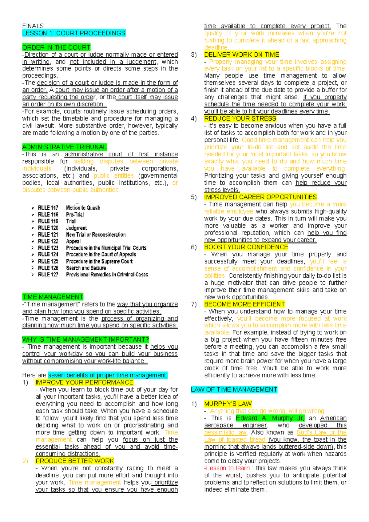 Finals- Lesson 1 P1- Reviewer - FINALS LESSON 1: COURT PROCEEDINGS ...