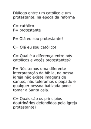 Qual a Diferença Entre Católicos e Protestantes – PROTESTANTISMO