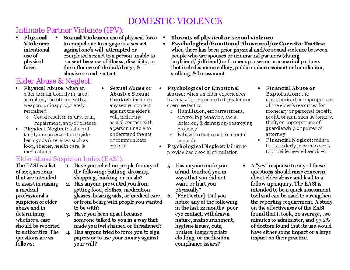 Domestic Violence - CH 7 - DOMESTIC VIOLENCE Intimate Partner Violence ...
