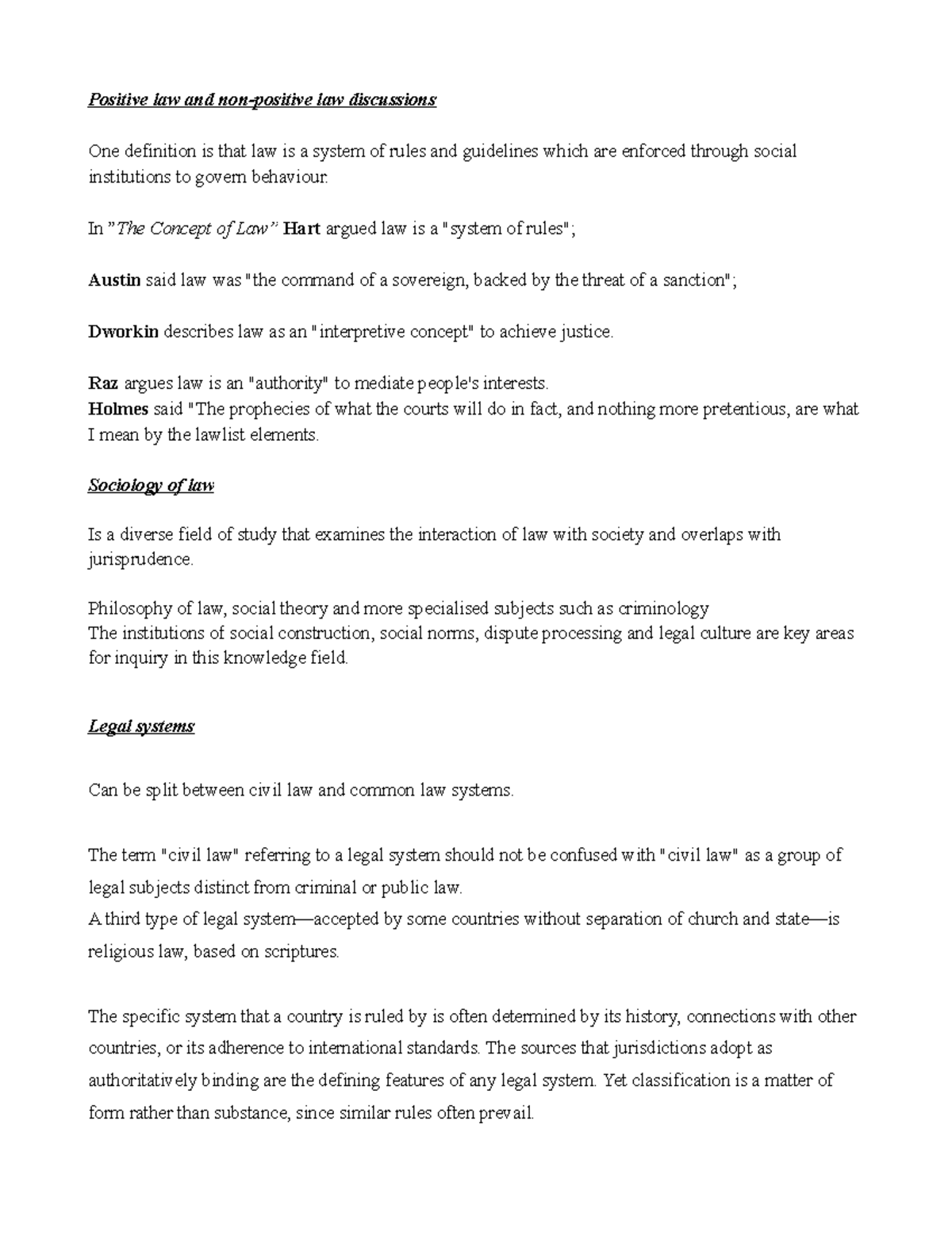 Positive law and non positive law Positive law and law discussions