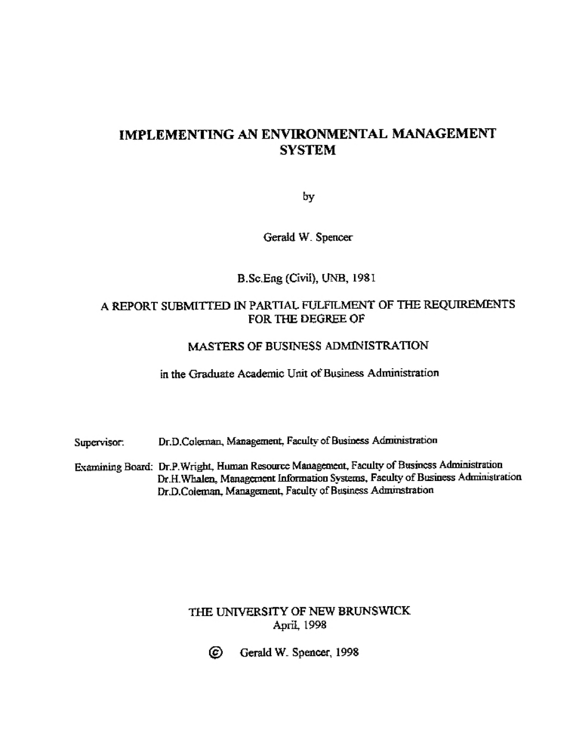 environmental management thesis