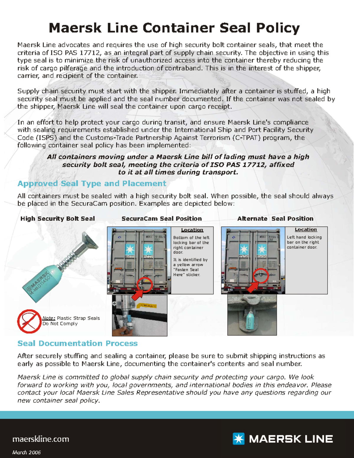 Maersksealpolicy 2022 maerskline March 2006 Maersk Line advocates