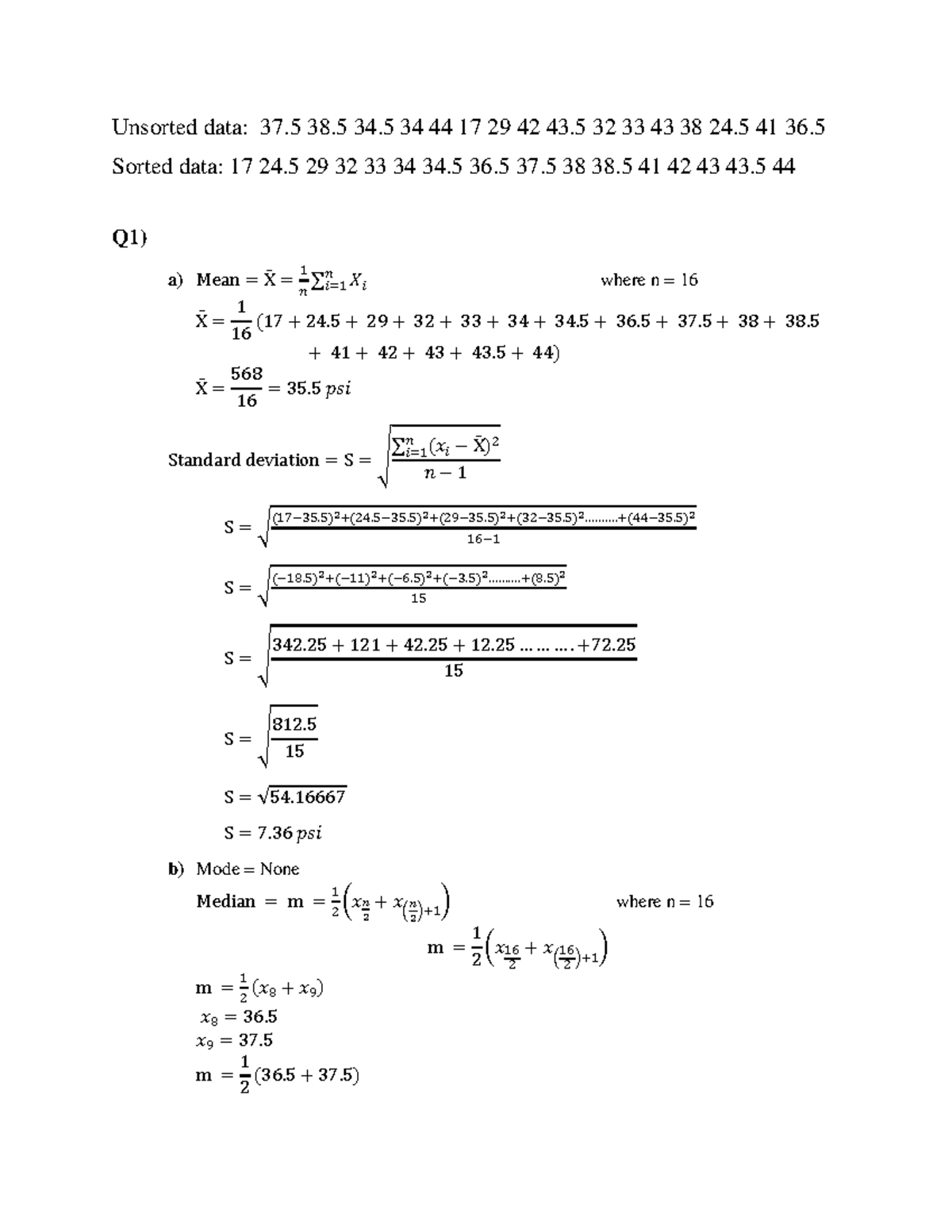 ECOR2050 Assignment 1 - Unsorted data: 37 38 34 34 44 17 29 42 43 32 33 ...