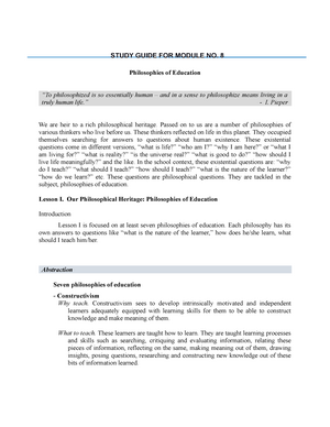 The Teaching Profession Module 2 - Facilitating Learner Centered ...