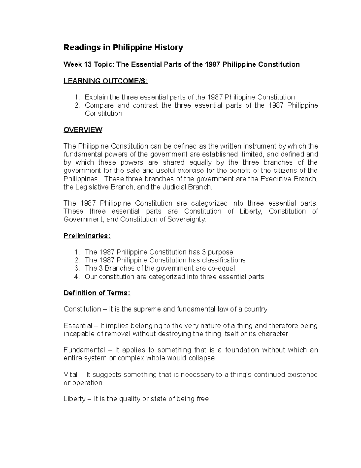 week-13-the-essential-parts-of-the-1987-philippine-constitution