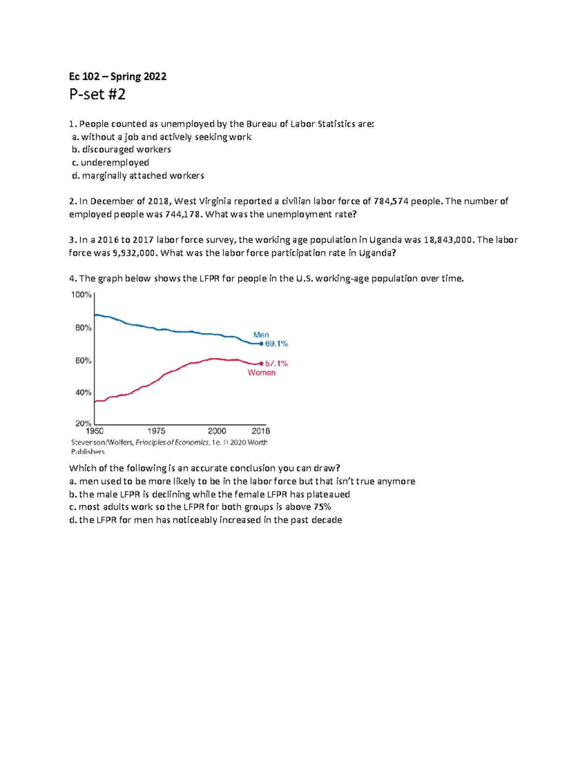 Answers P-Set 2 EC102 - Ec 102 – Spring 2022 P- set People counted as ...