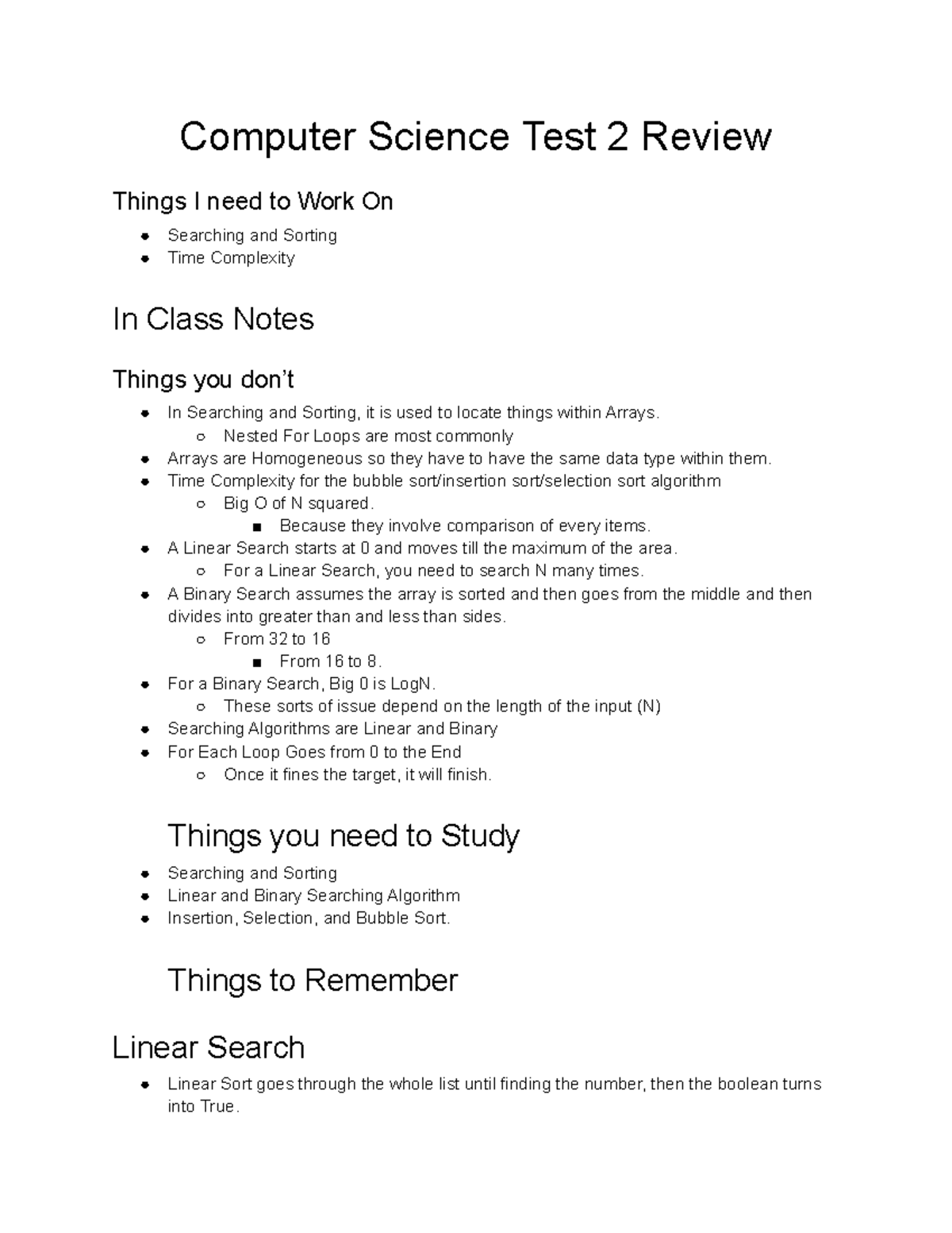 Computer Science Test 2 Review - Computer Science Test 2 Review Things ...