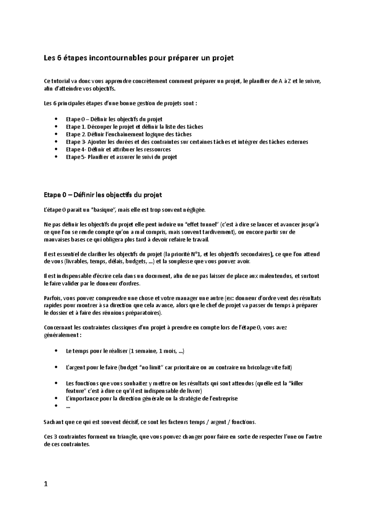 1.1 Les 6 étapes pour préparer un projet - Les 6 étapes incontournables ...