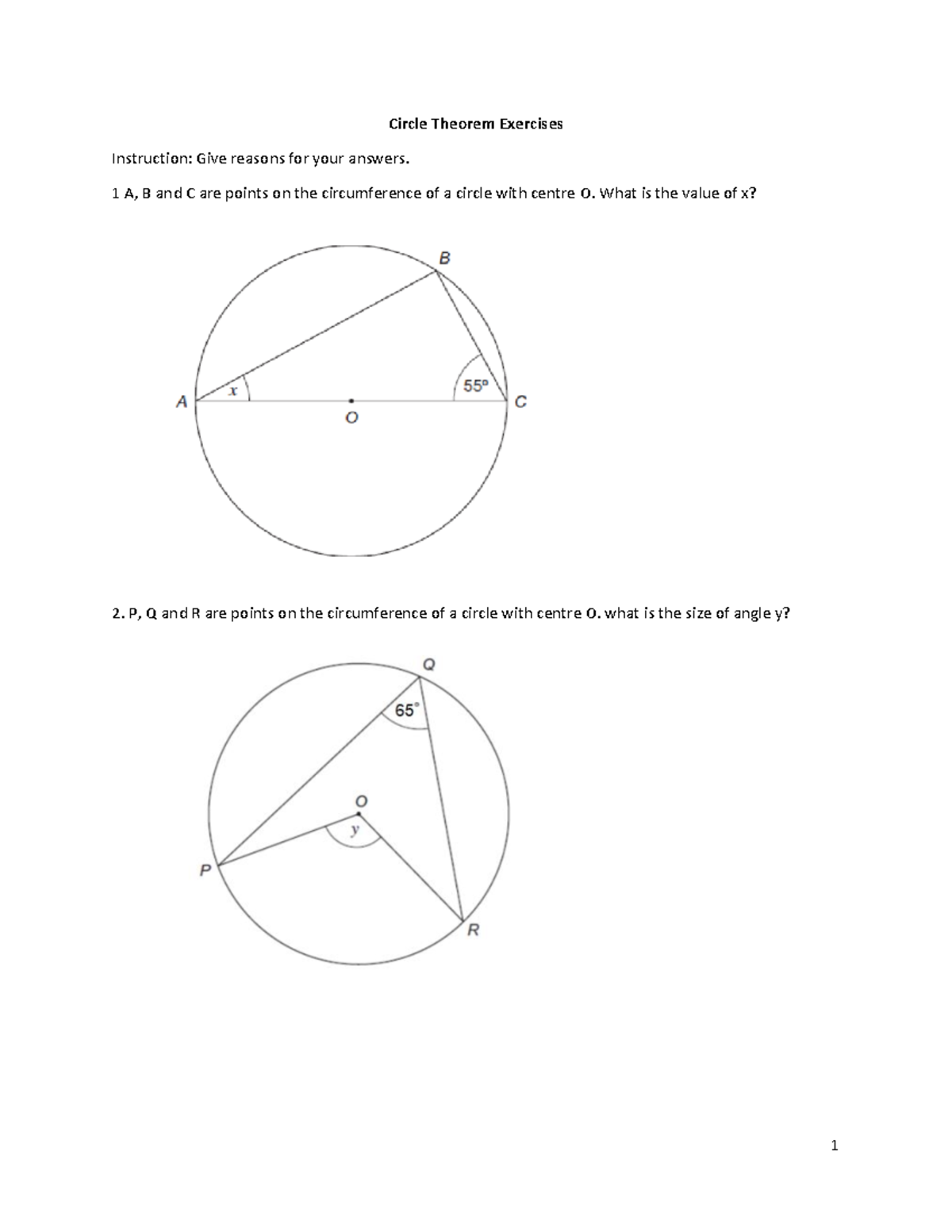 8. Circle theorem - Class exercises - Circle Theorem Exercises ...