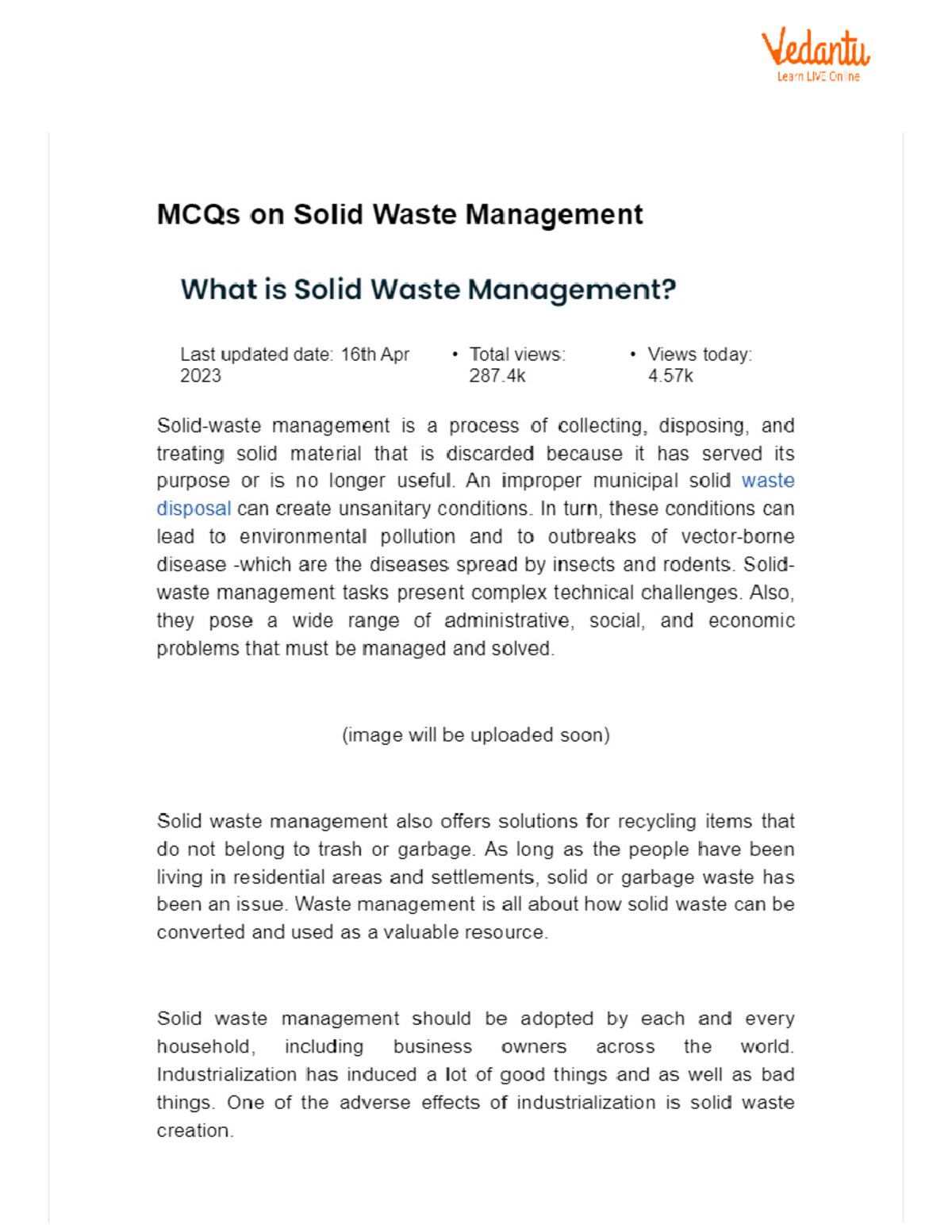 Mcqs On Solid Waste Management - Carbonate Geology - Studocu