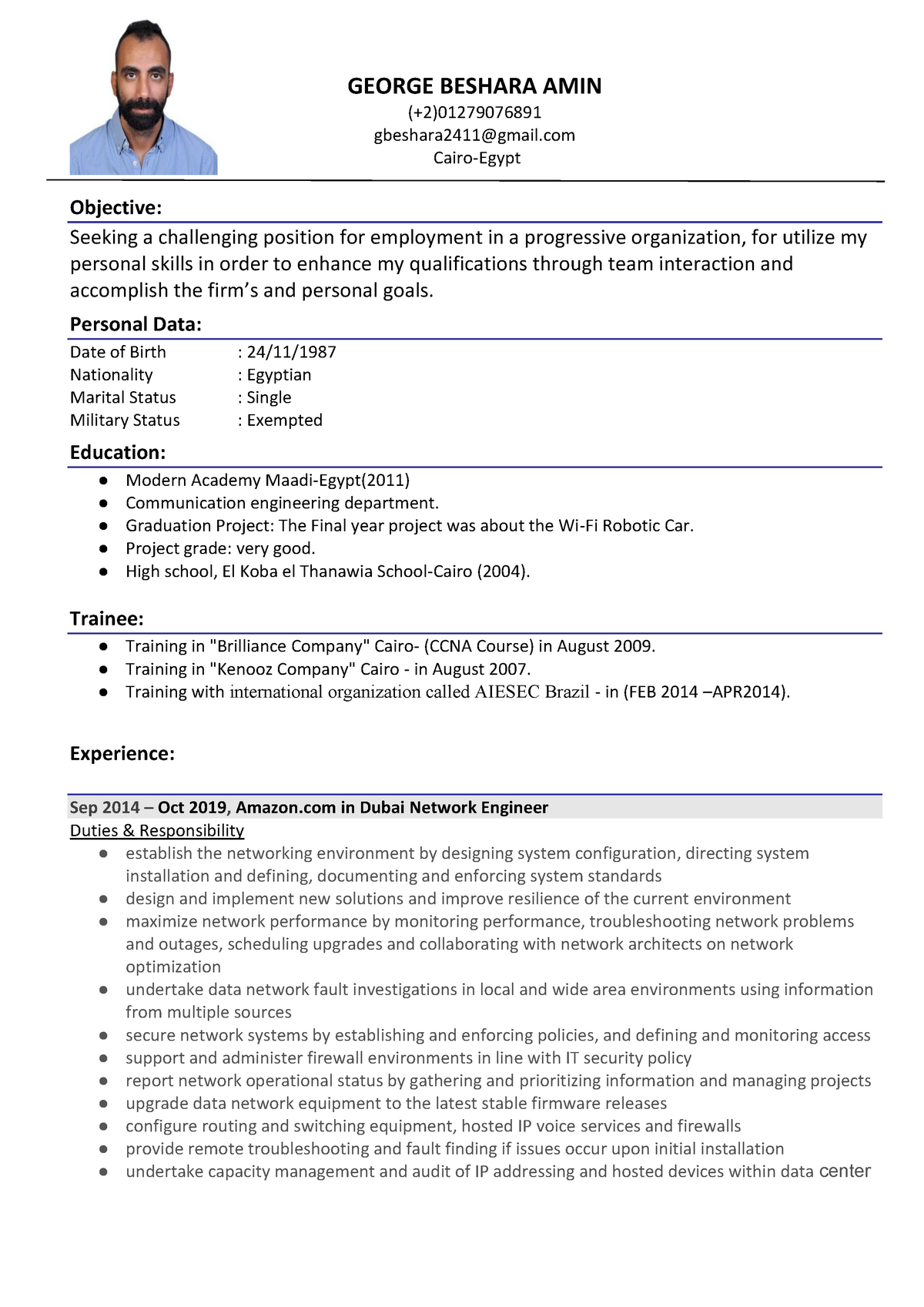 George Beshara CV - Warning: TT: undefined function: 32 Warning: TT ...