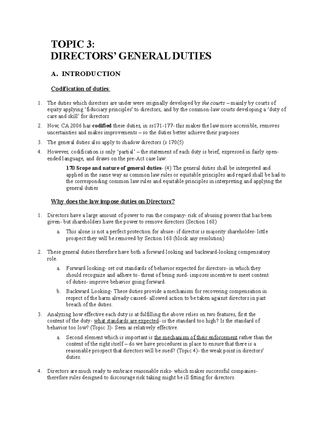 Director Duties RN - TOPIC 3: DIRECTORS’ GENERAL DUTIES A. INTRODUCTION ...