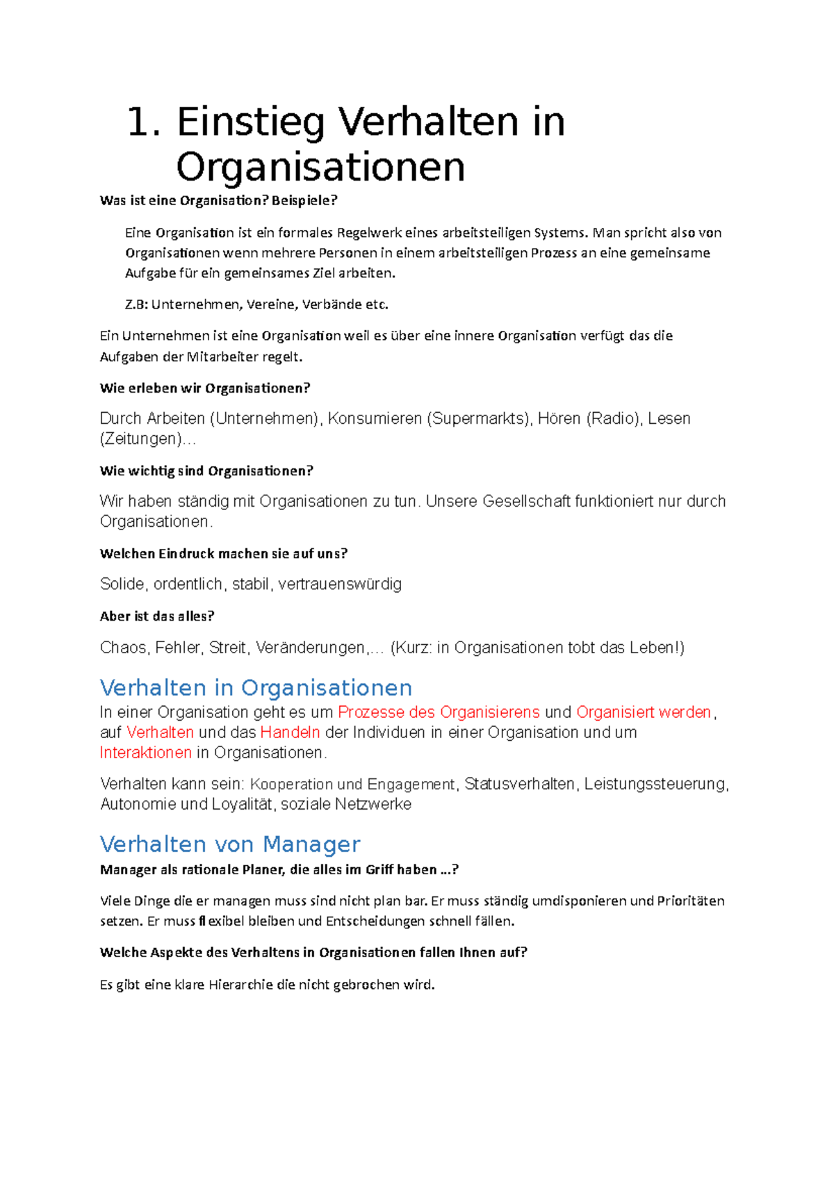 Verhalten In Organisationen - 1. Einstieg Verhalten In Organisationen ...