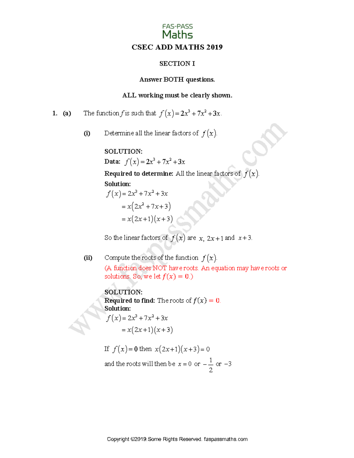 CSEC ADD Maths June 2019 - CSEC ADD MATHS 2019 SECTION I Answer BOTH ...