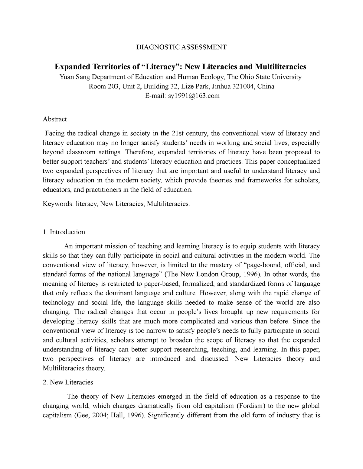 Diagnostic Assessment - DIAGNOSTIC ASSESSMENT Expanded Territories Of ...