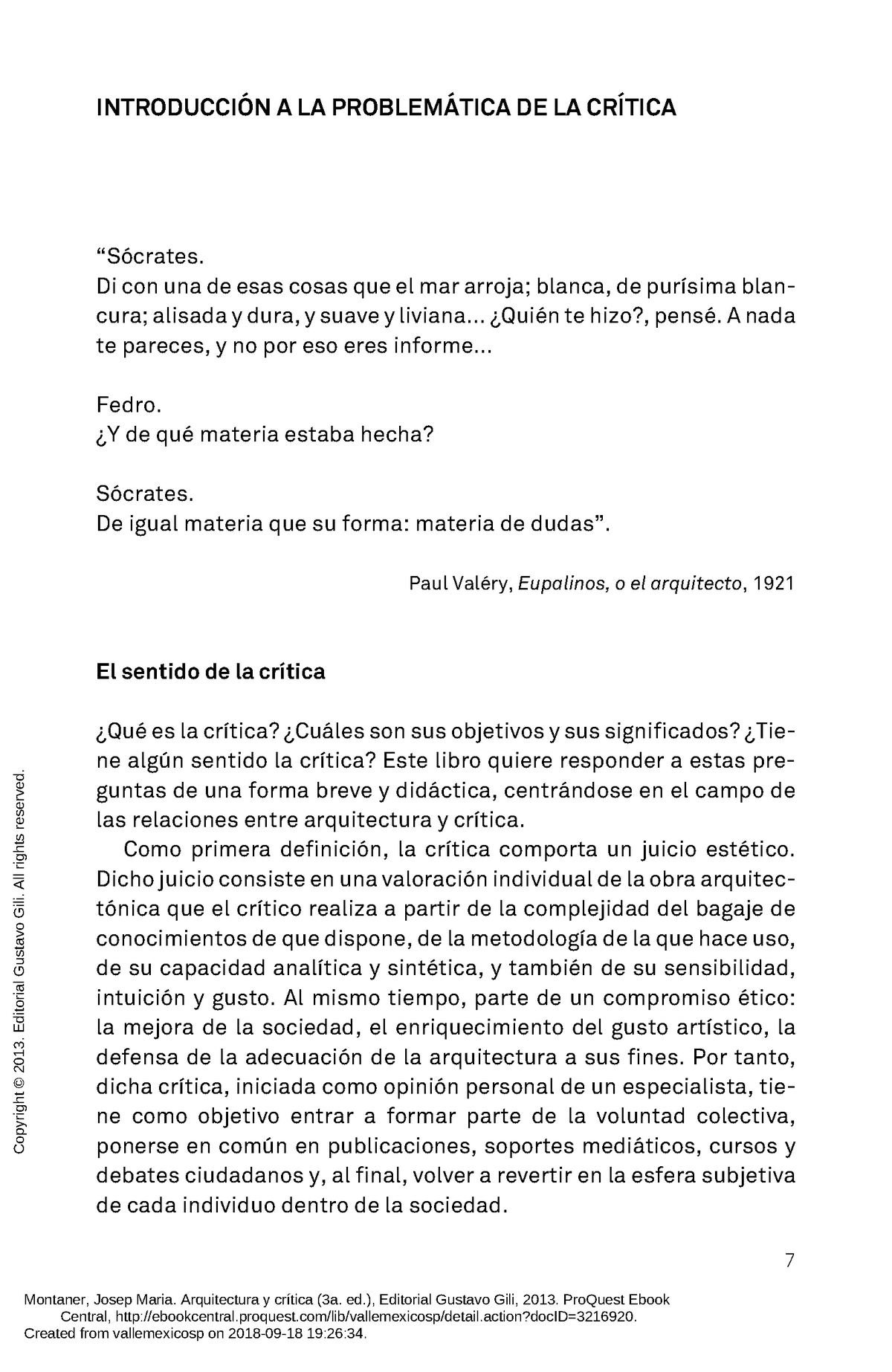 Arquitectura y crítica (3a - 7 INTRODUCCIÓN A LA PROBLEMÁTICA DE LA ...
