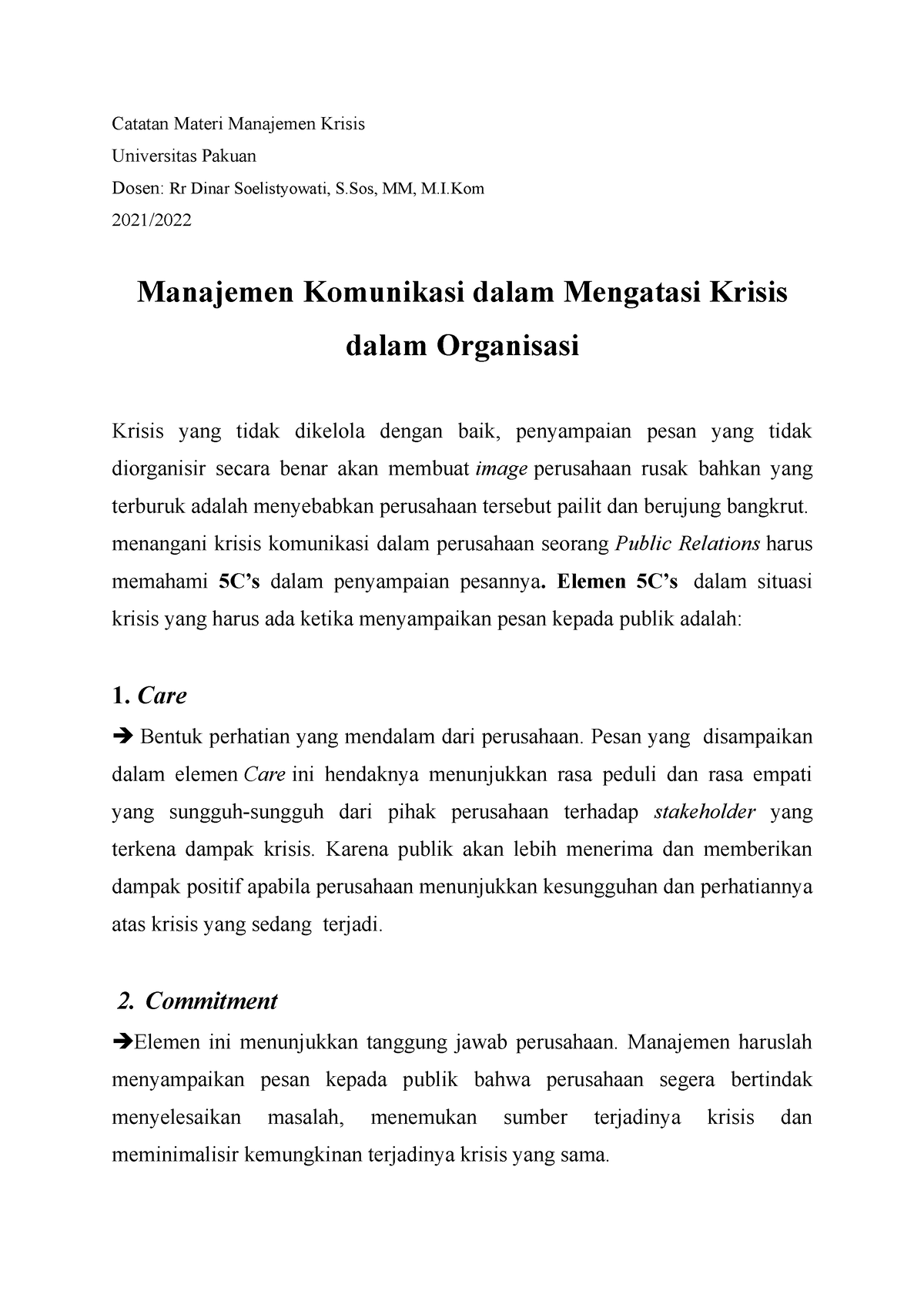 Manajemen Komunikasi Dalam Mengatasi Krisis Dalam Organisasi - Catatan ...