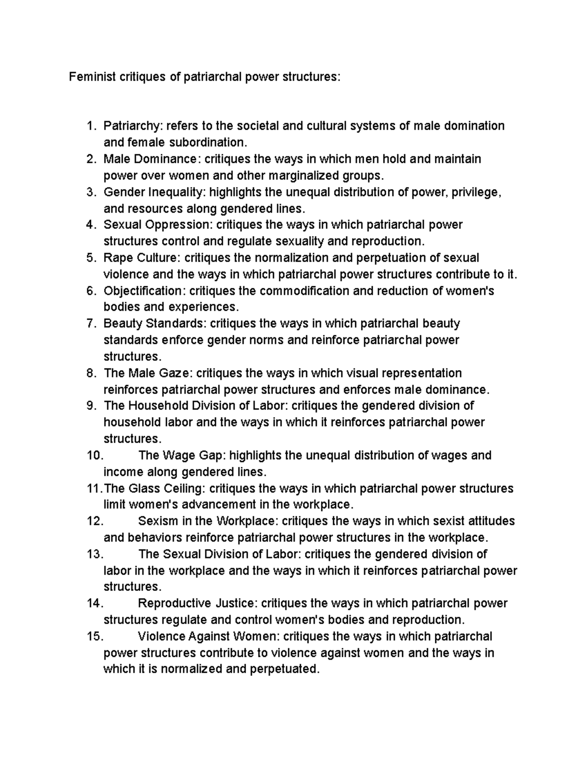 Feminist critiques of patriarchal power structures - Feminist critiques ...
