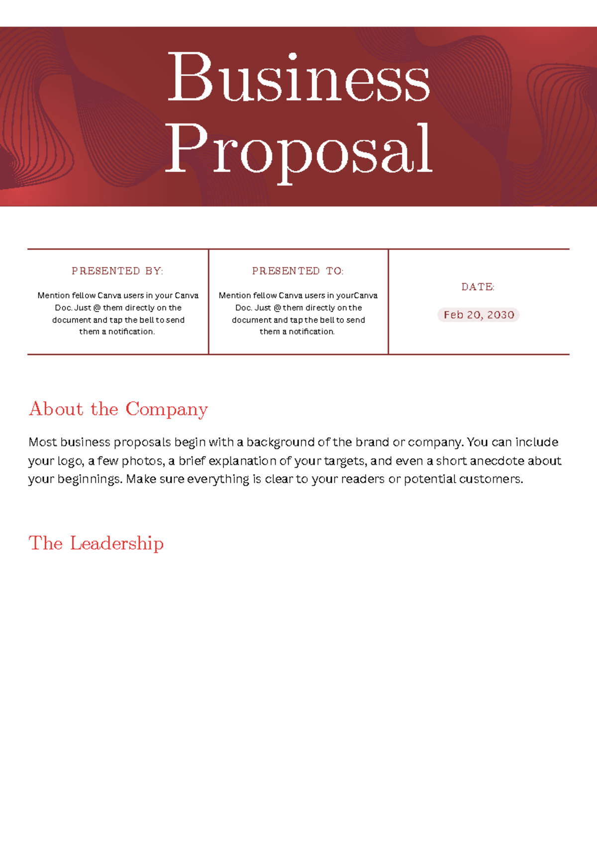 Business Proposal Doc in Maroon Khaki Classic Professional Style ...