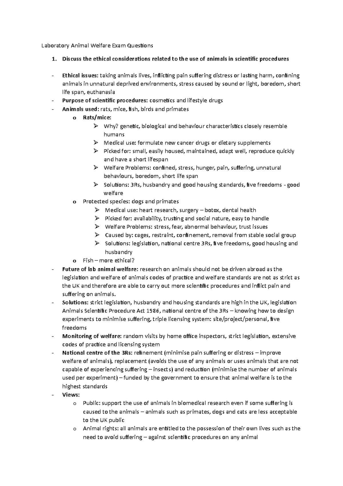 Laboratory Animal Welfare Question Plan - Laboratory Animal Welfare ...