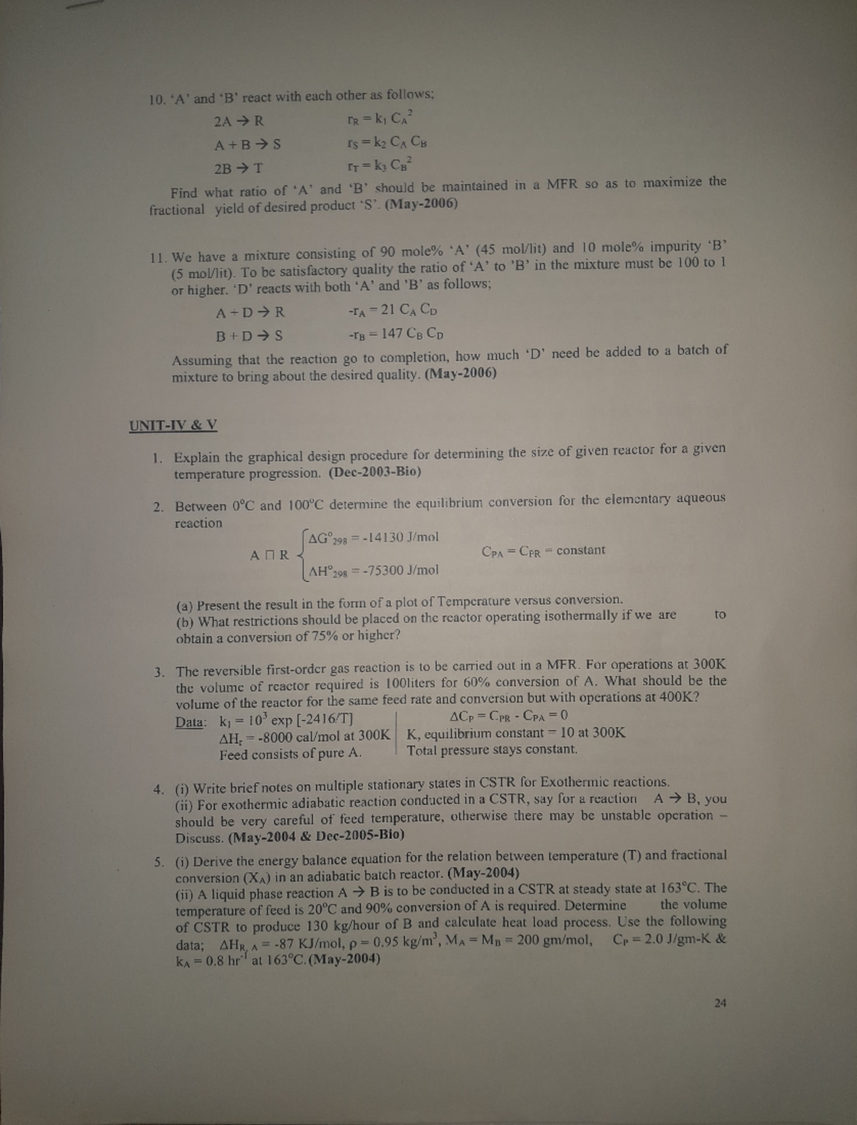 CRE Assignment-1 - Assignment - 10. A' and 'B' react with each other as ...