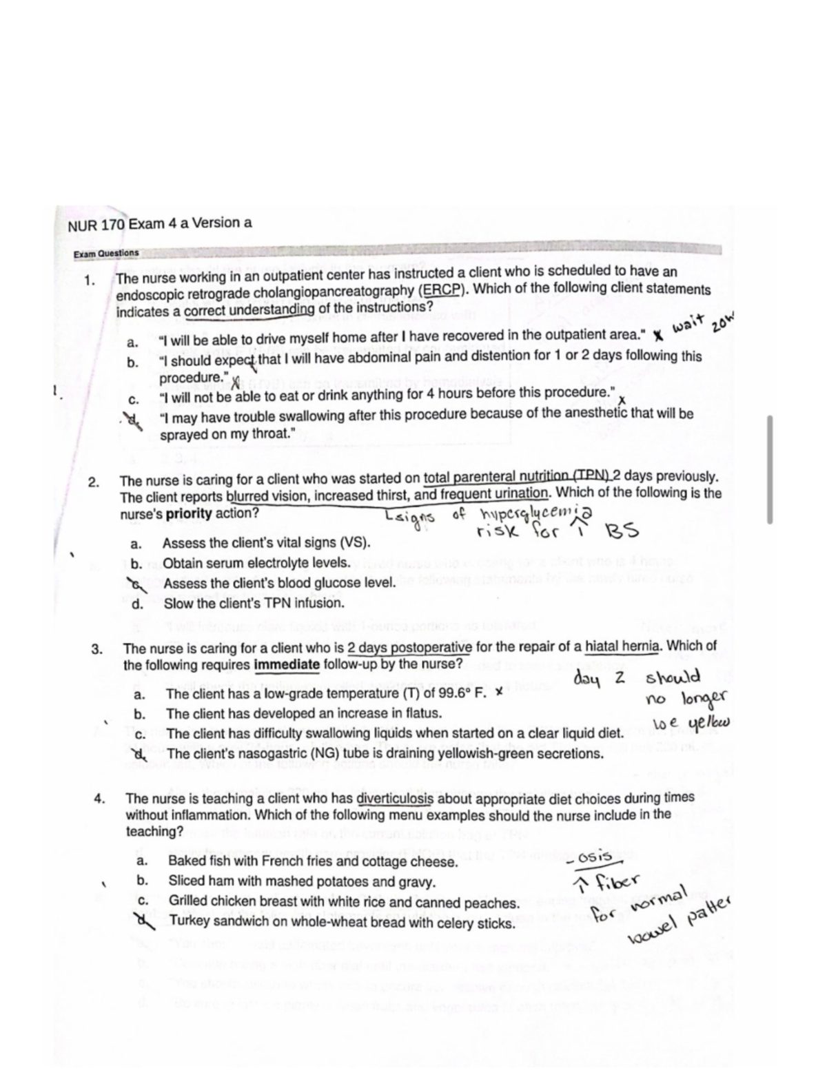 Exam 4 - Study guide - NUR170 - Studocu