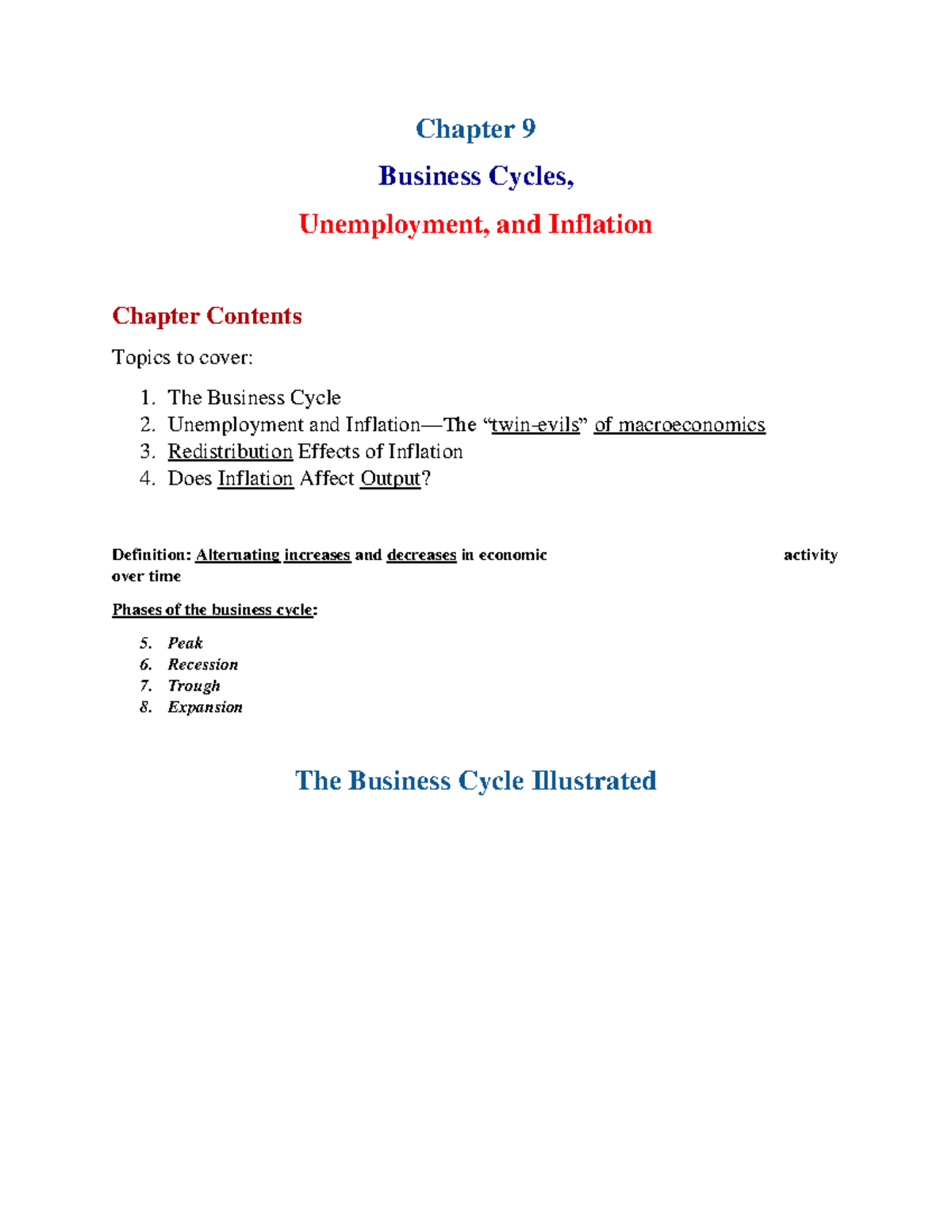 Economics Chapter 9 part 1 - Chapter 9 Business Cycles, Unemployment ...