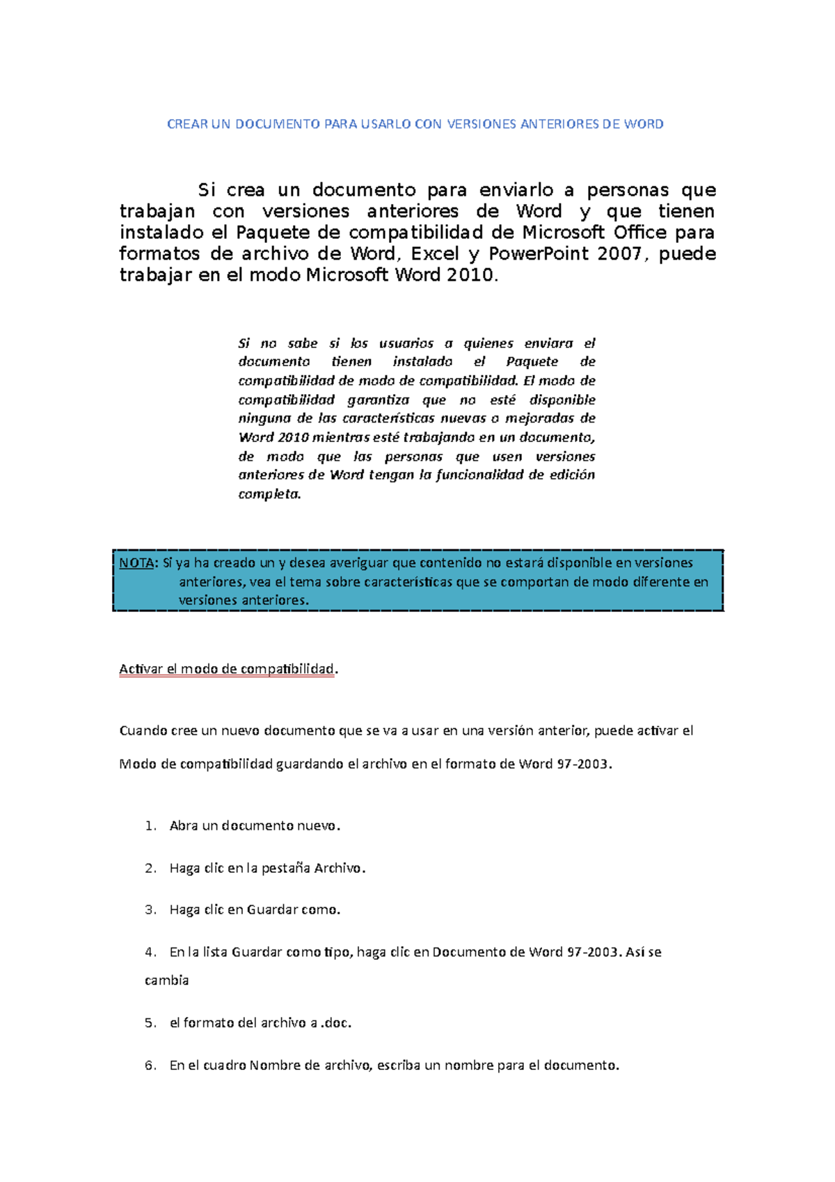 Tp1 Word - trabajo de compu 1 - CREAR UN DOCUMENTO PARA USARLO CON ...