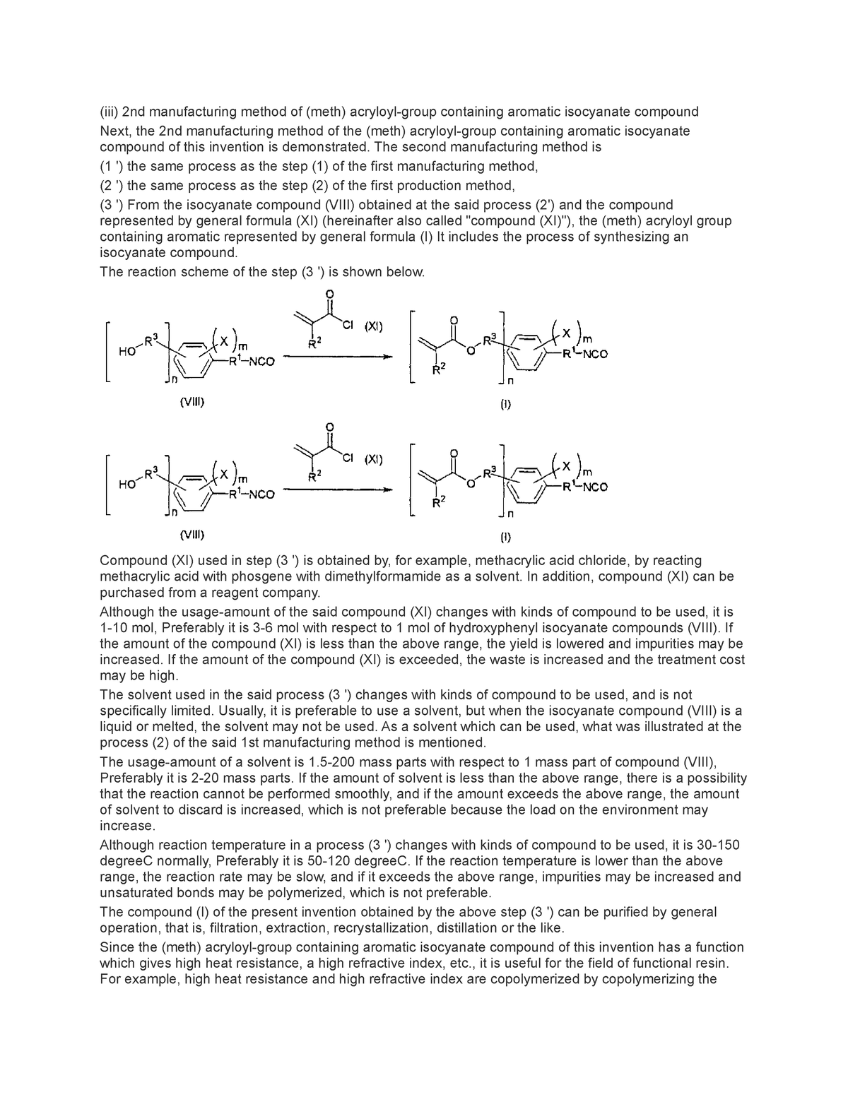 Isocyanates 23 Detailed Notes Iii 2nd Manufacturing Method Of Meth Acryloyl Group 0130