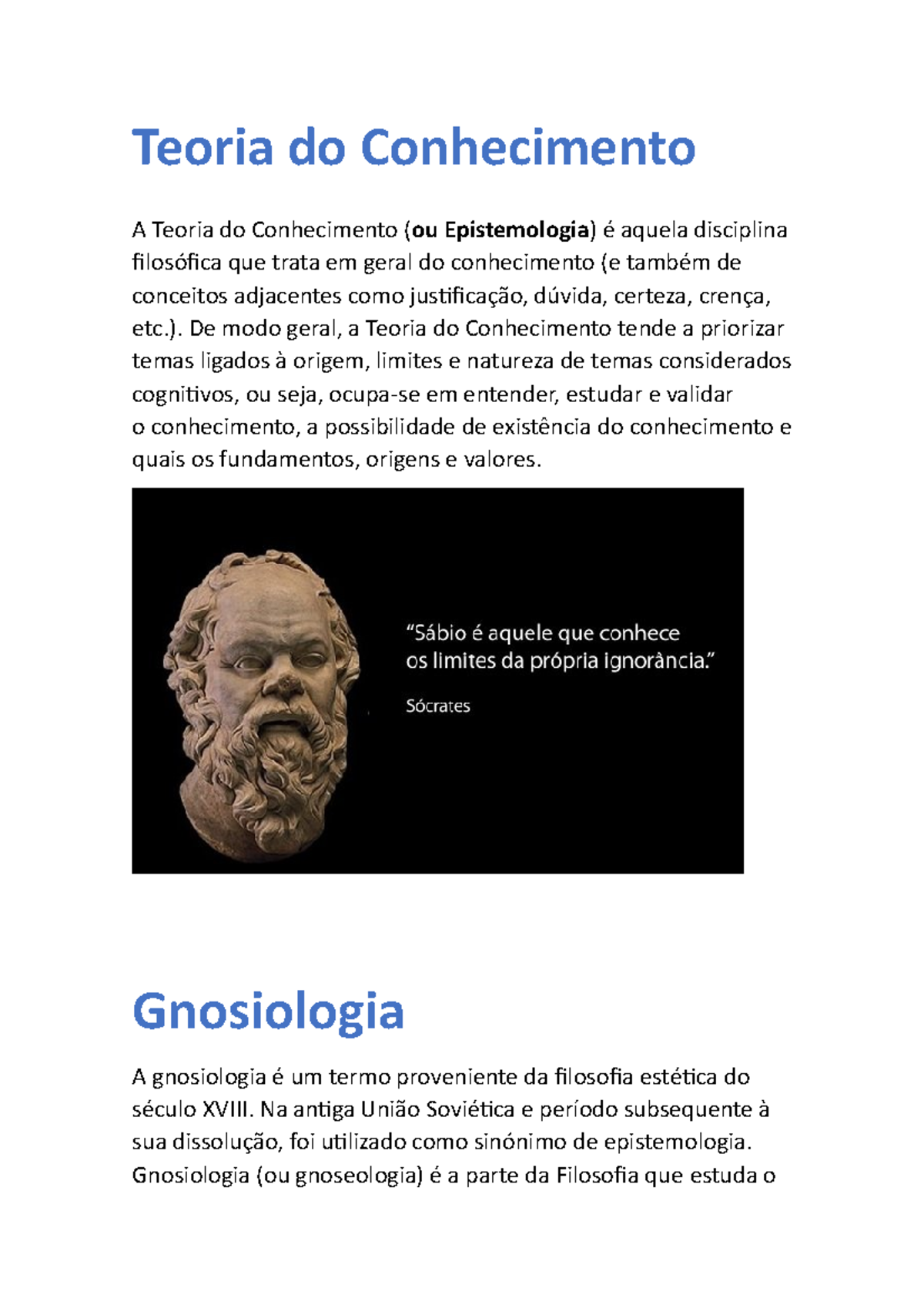 Tarefa 2 bimestre filosofia - Teoria do Conhecimento A Teoria do ...